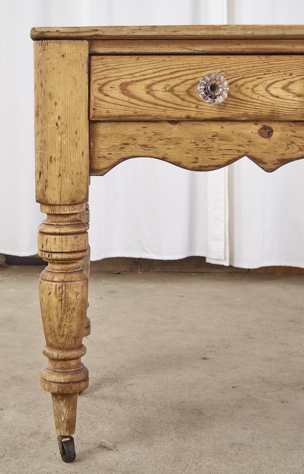 19th Century Country English Provincial Pine Console Table Server 2