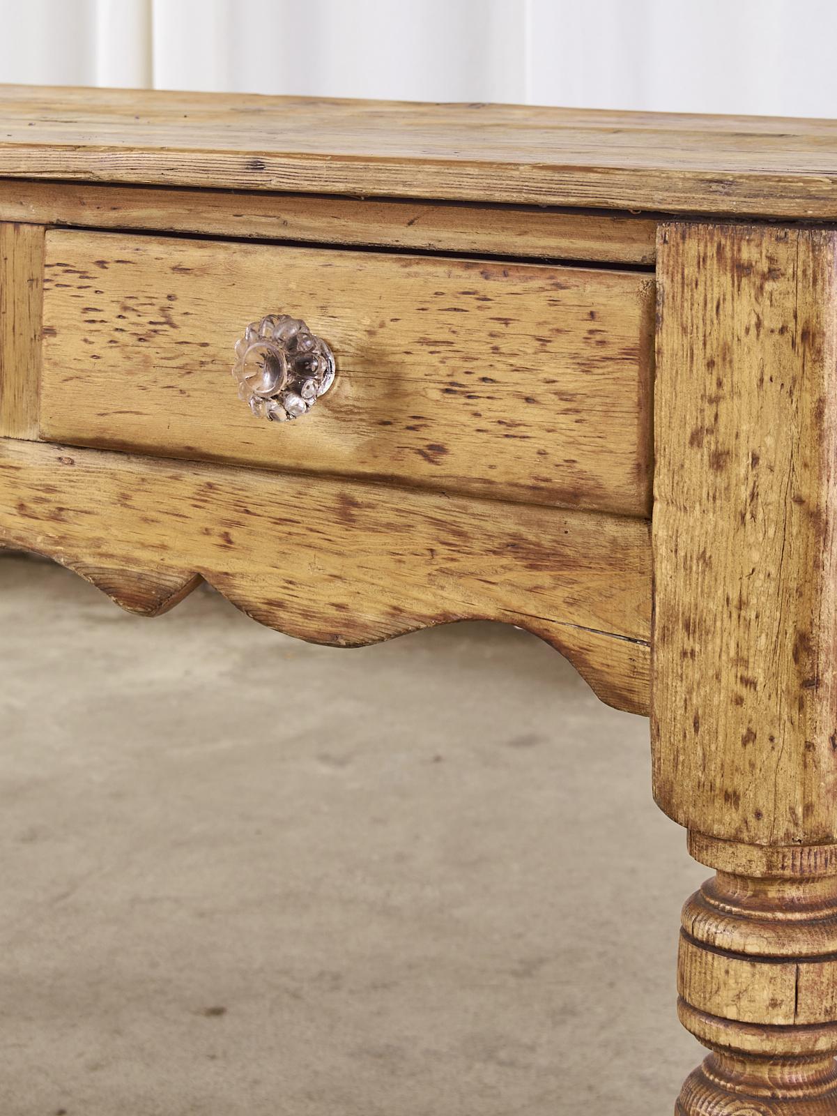 19th Century Country English Provincial Pine Console Table Server For Sale 11
