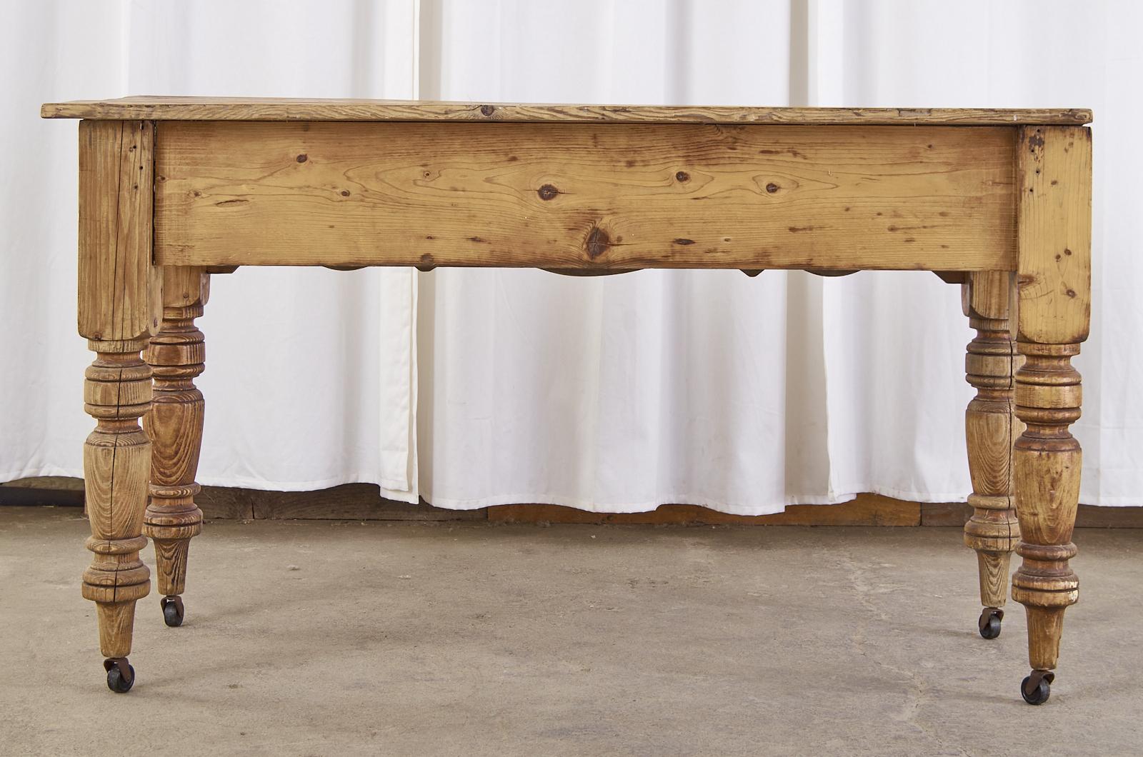 19th Century Country English Provincial Pine Console Table Server 12