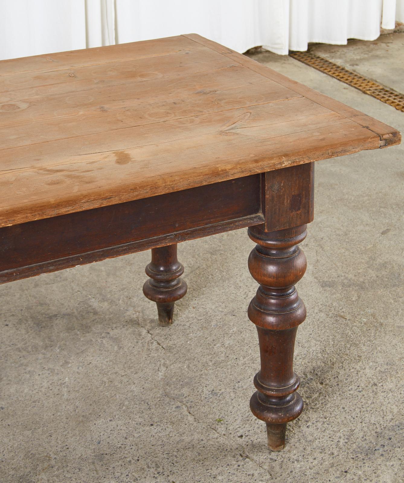 19th Century Country English Provincial Pine Farmhouse Dining Table 4