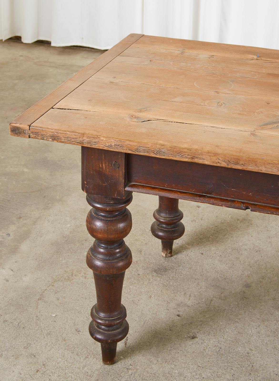 19th Century Country English Provincial Pine Farmhouse Dining Table 3