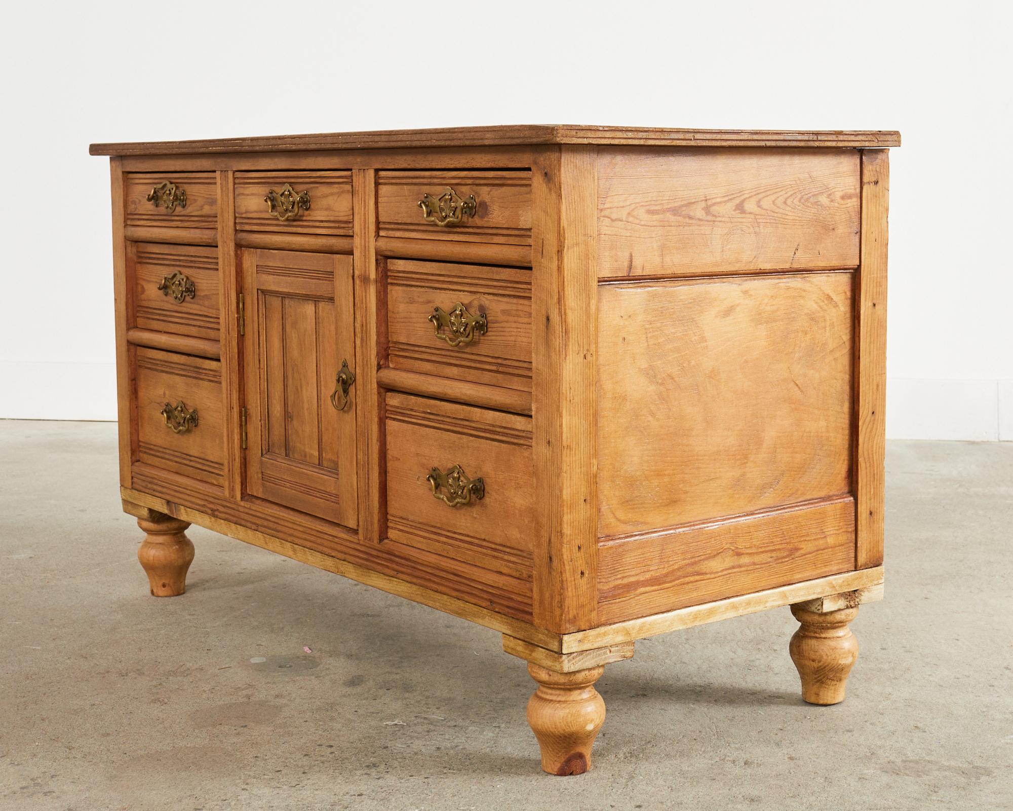 19th Century Country English Provincial Pine Sideboard Server For Sale 6