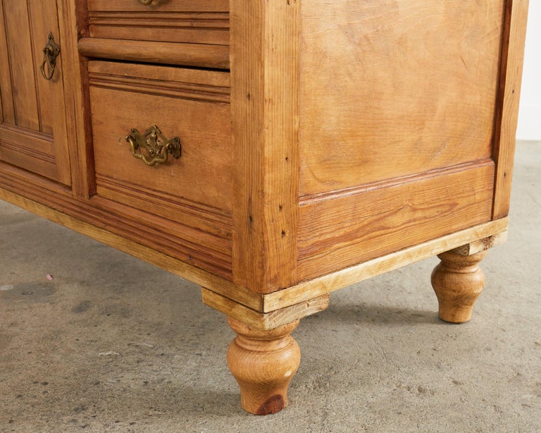 19th Century Country English Provincial Pine Sideboard Server For Sale