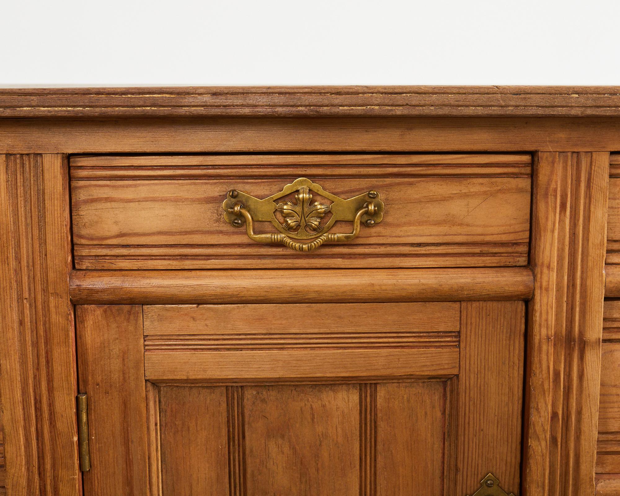 19th Century Country English Provincial Pine Sideboard Server For Sale 10