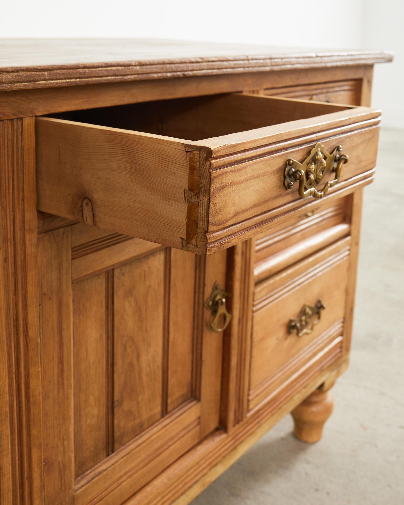 19th Century Country English Provincial Pine Sideboard Server For Sale 12