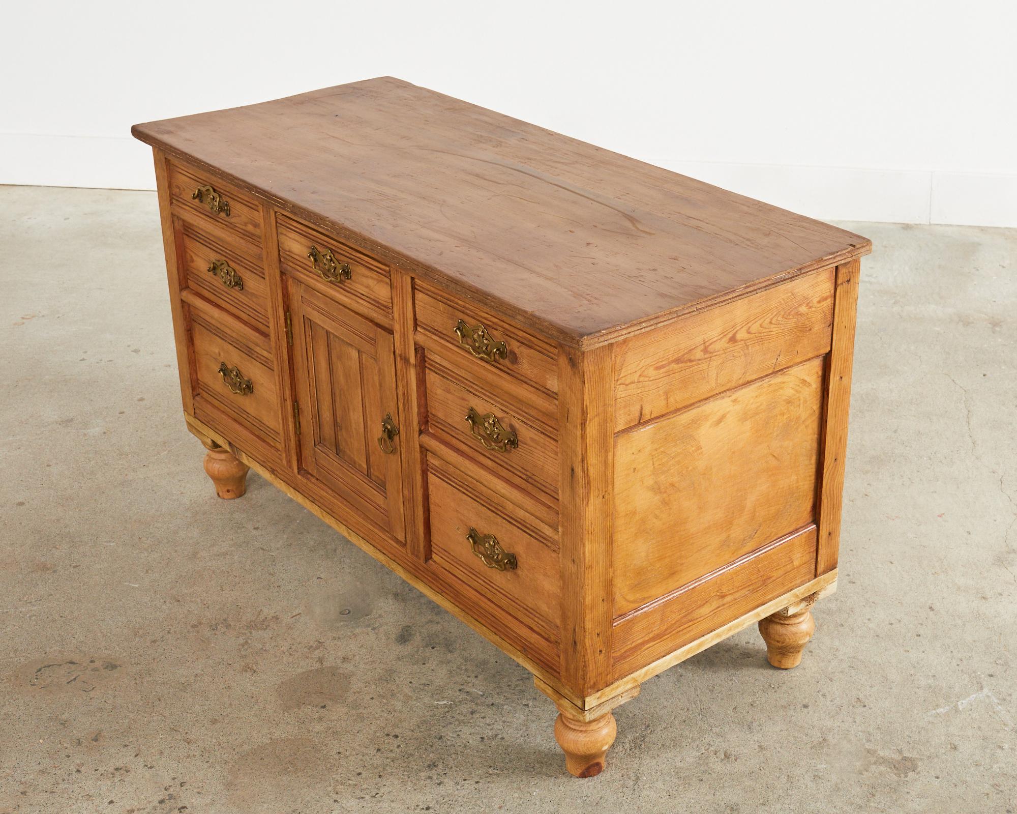 Hand-Crafted 19th Century Country English Provincial Pine Sideboard Server For Sale