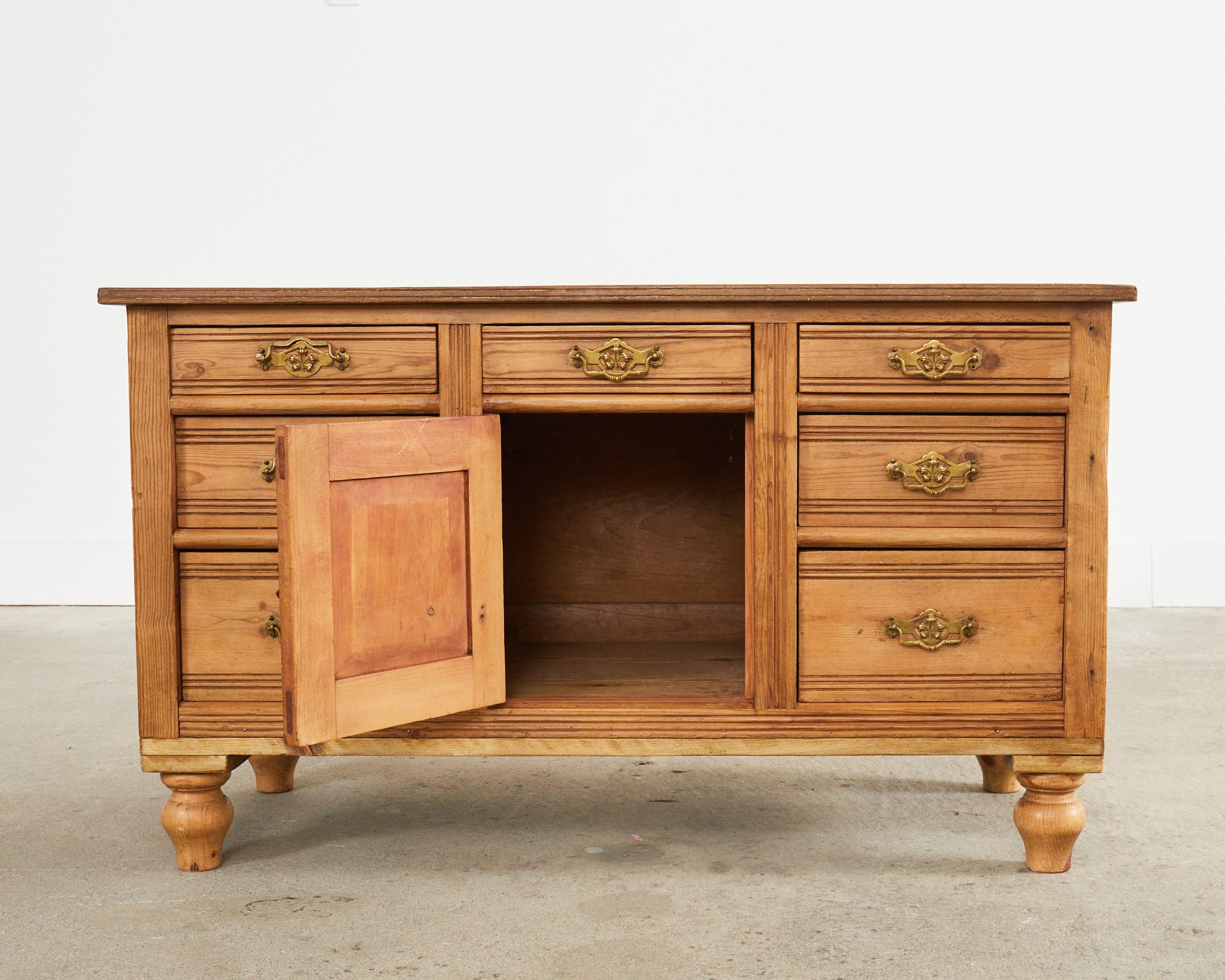 19th Century Country English Provincial Pine Sideboard Server For Sale 3