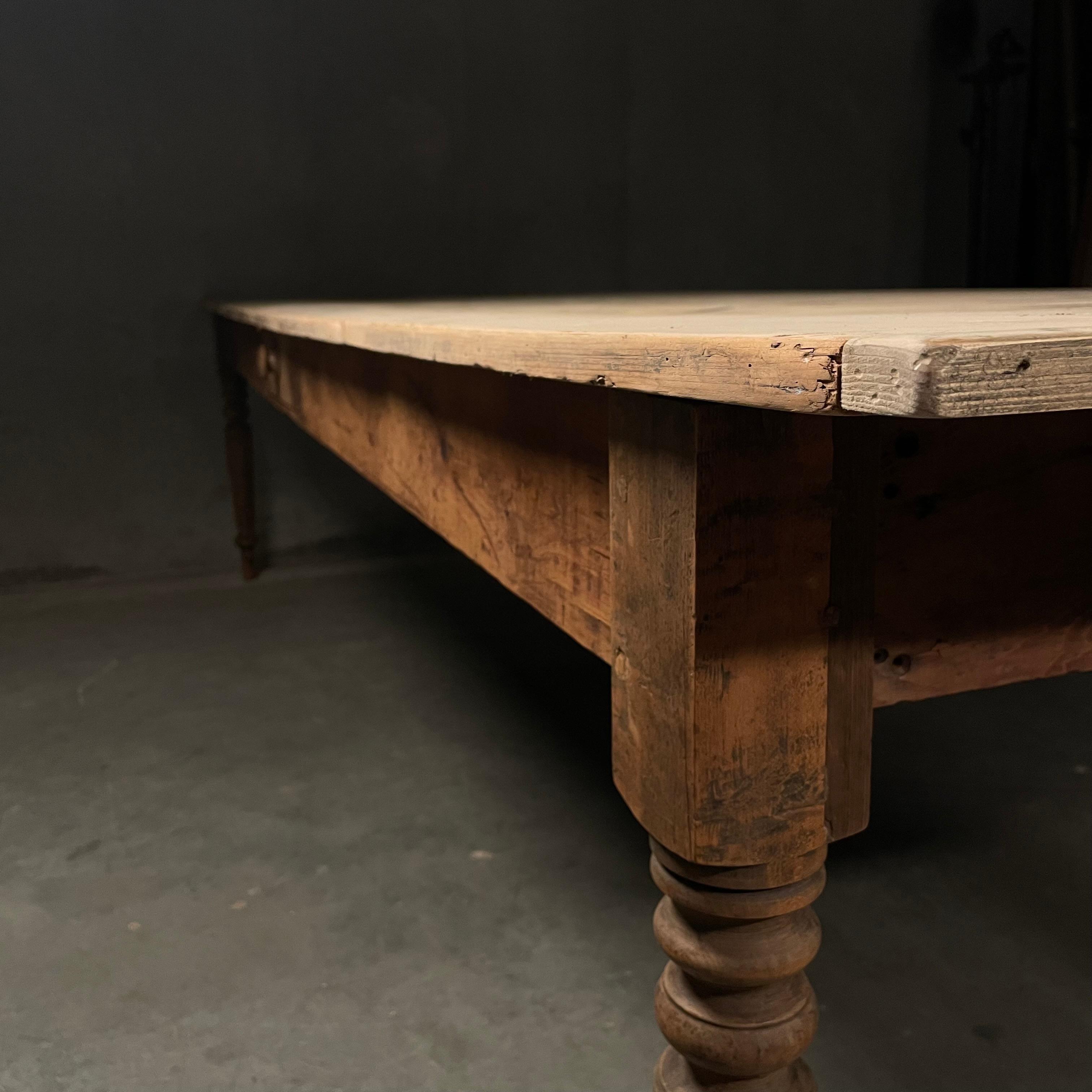American 19th century country farm harvest table 10 ft