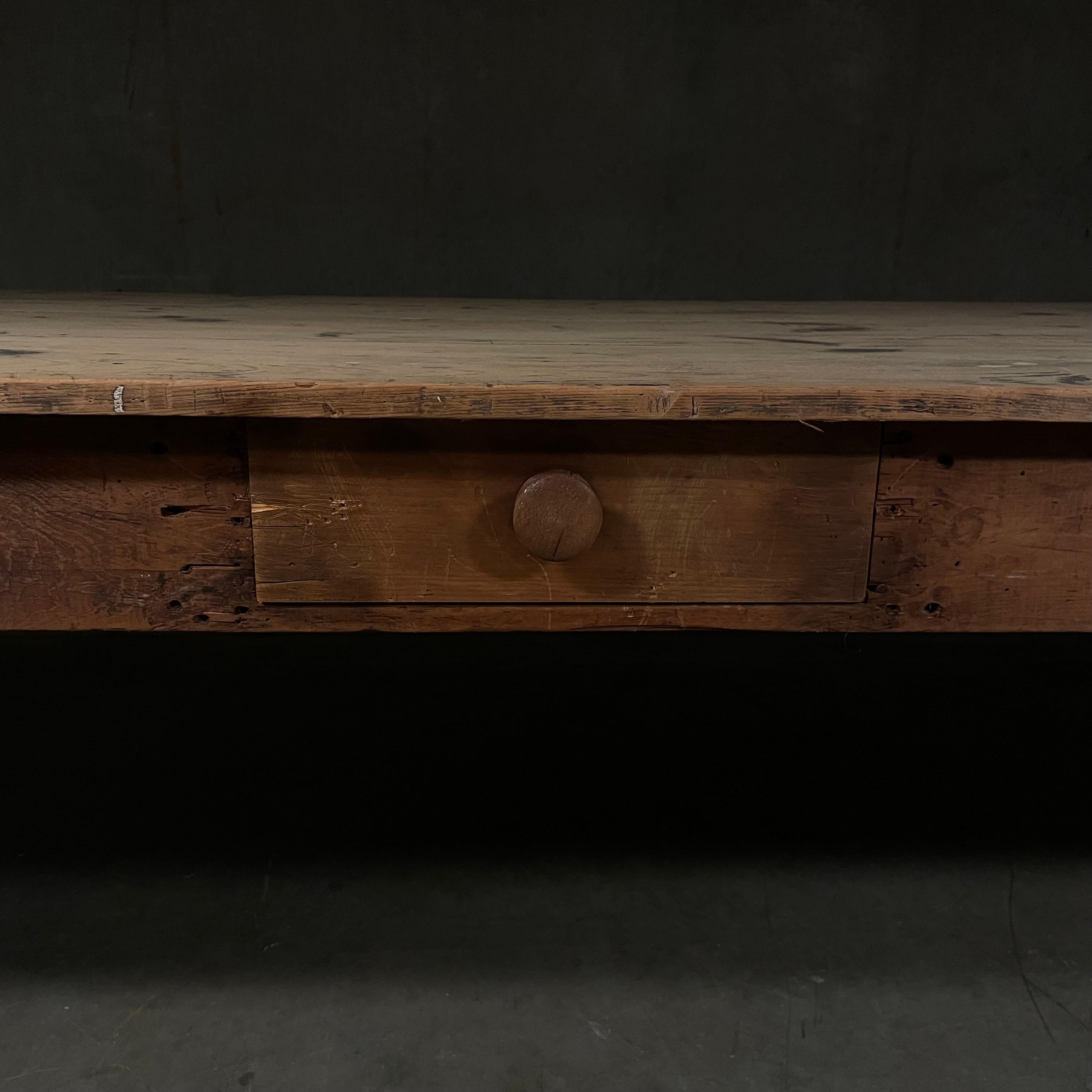 Hand-Crafted 19th century country farm harvest table 10 ft