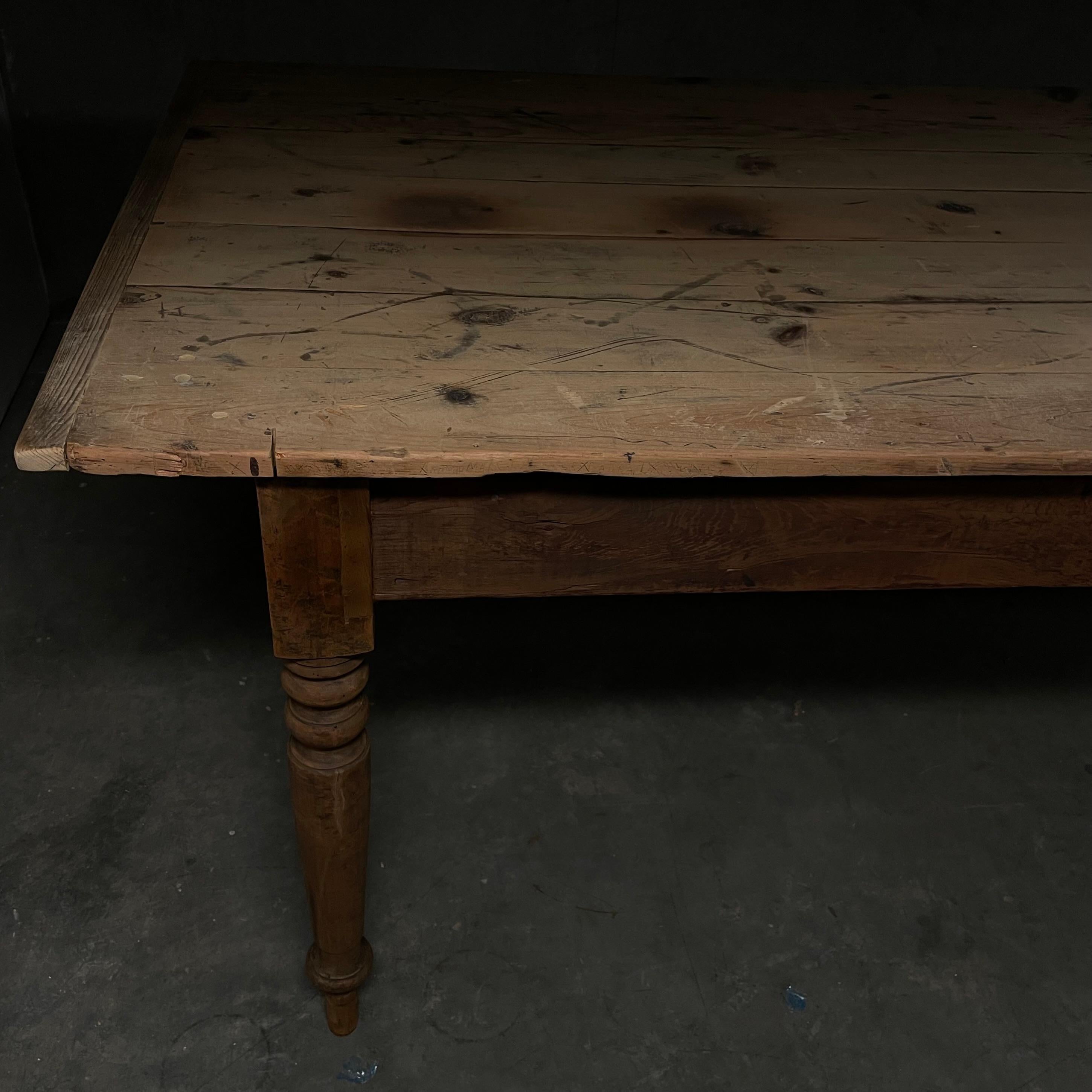 19th Century 19th century country farm harvest table 10 ft