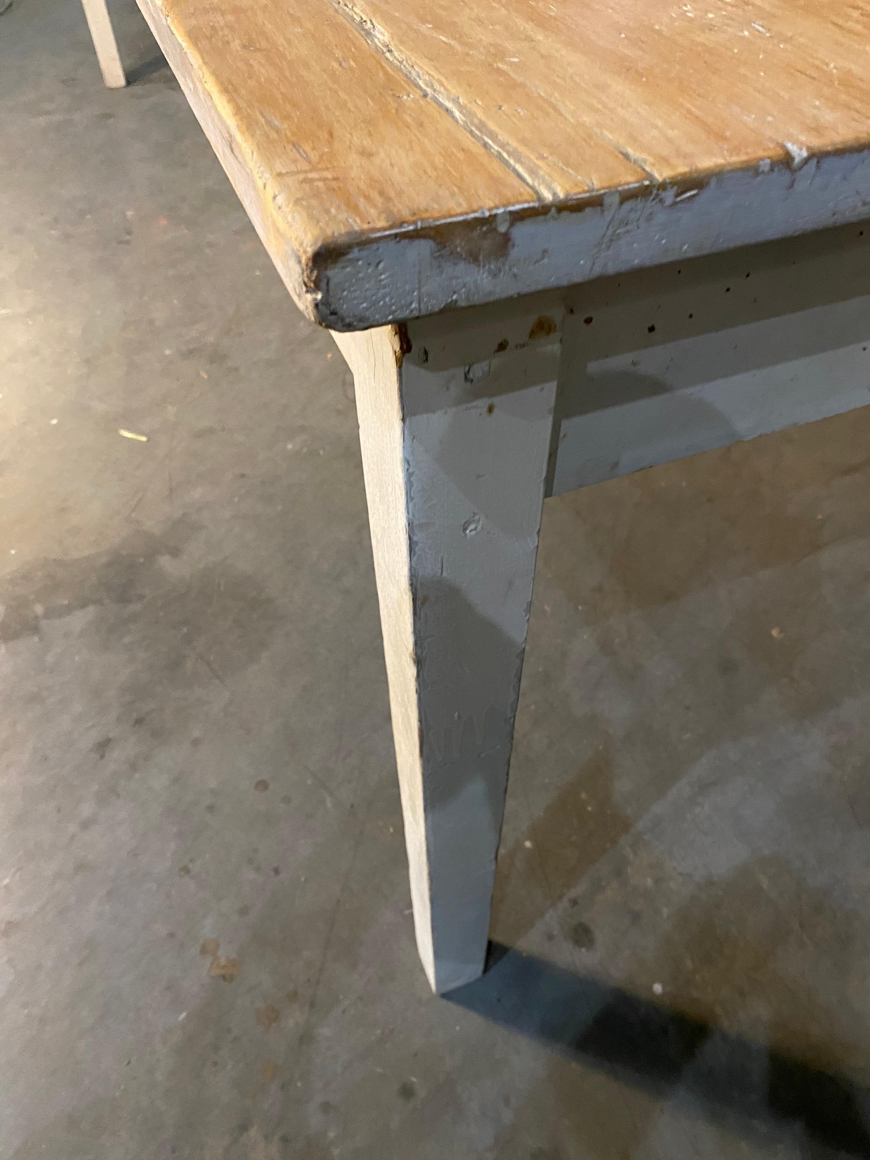 American 19th Century Country Farm Table in Original Paint