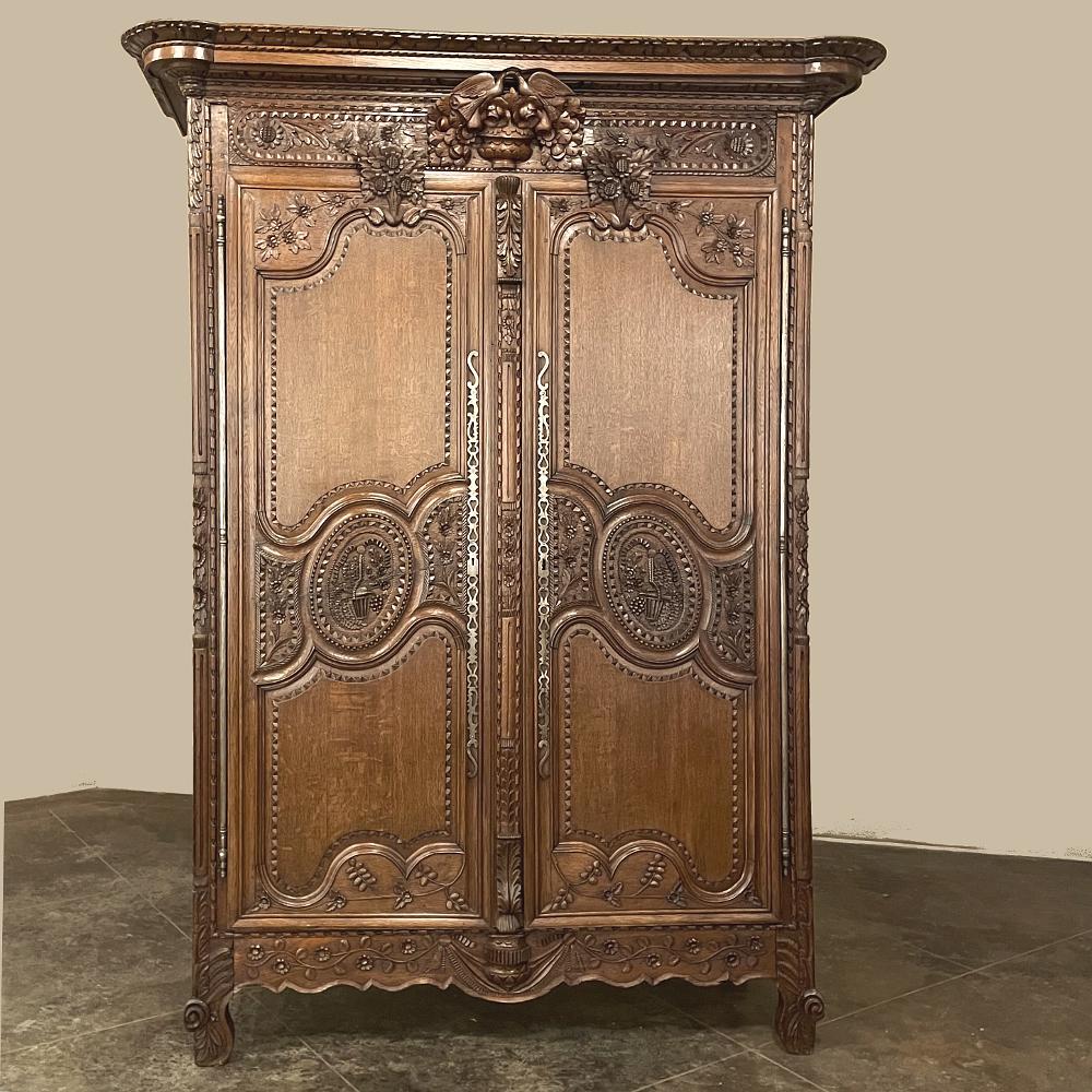 19th Century Country French Armoire Du Marriage from Normandie was a traditional gift to a newly wed couple that dates back hundreds of years in France!  This one is a particularly wonderful example of skilled rural craftsmanship wed with select