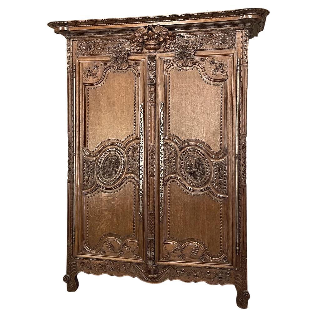 19th Century Country French Armoire Du Marriage from Normandie For Sale