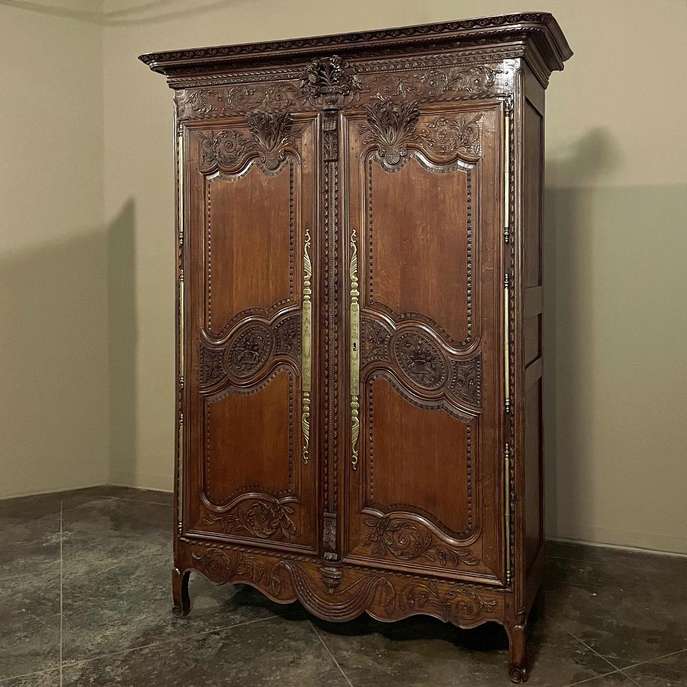 Hand-Carved 19th Century Country French Armoire from Normandie For Sale