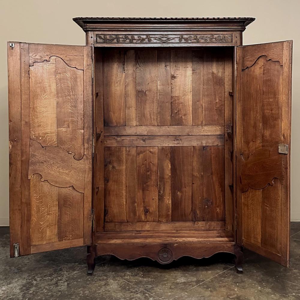 Hand-Carved 19th Century Country French Armoire ~ Wardrobe For Sale