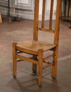 19th Century Country French Beech Wood and Rush Prayer Chair from Normandy