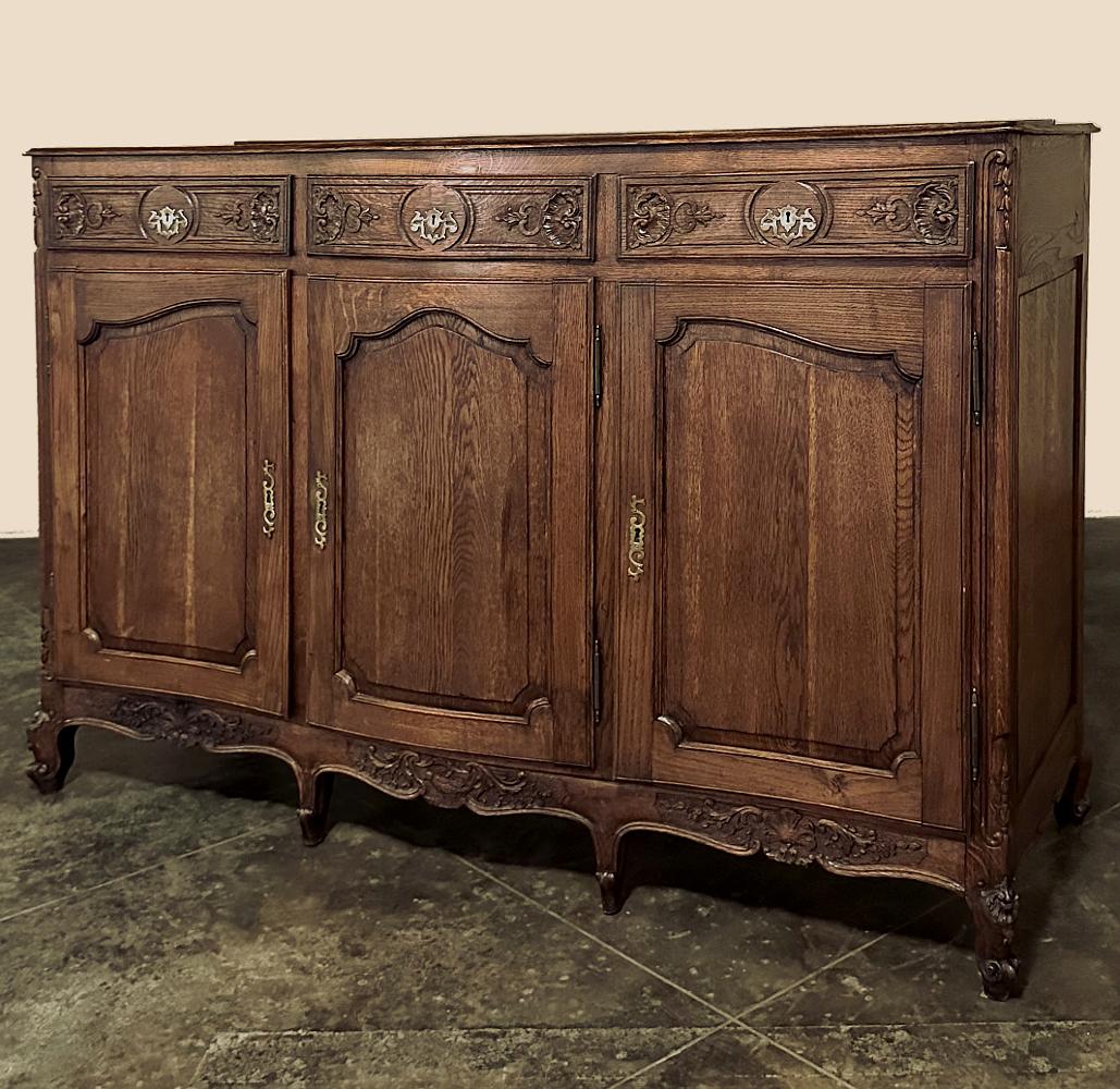 Hand-Carved 19th Century Country French Buffet ~ Enfilade For Sale
