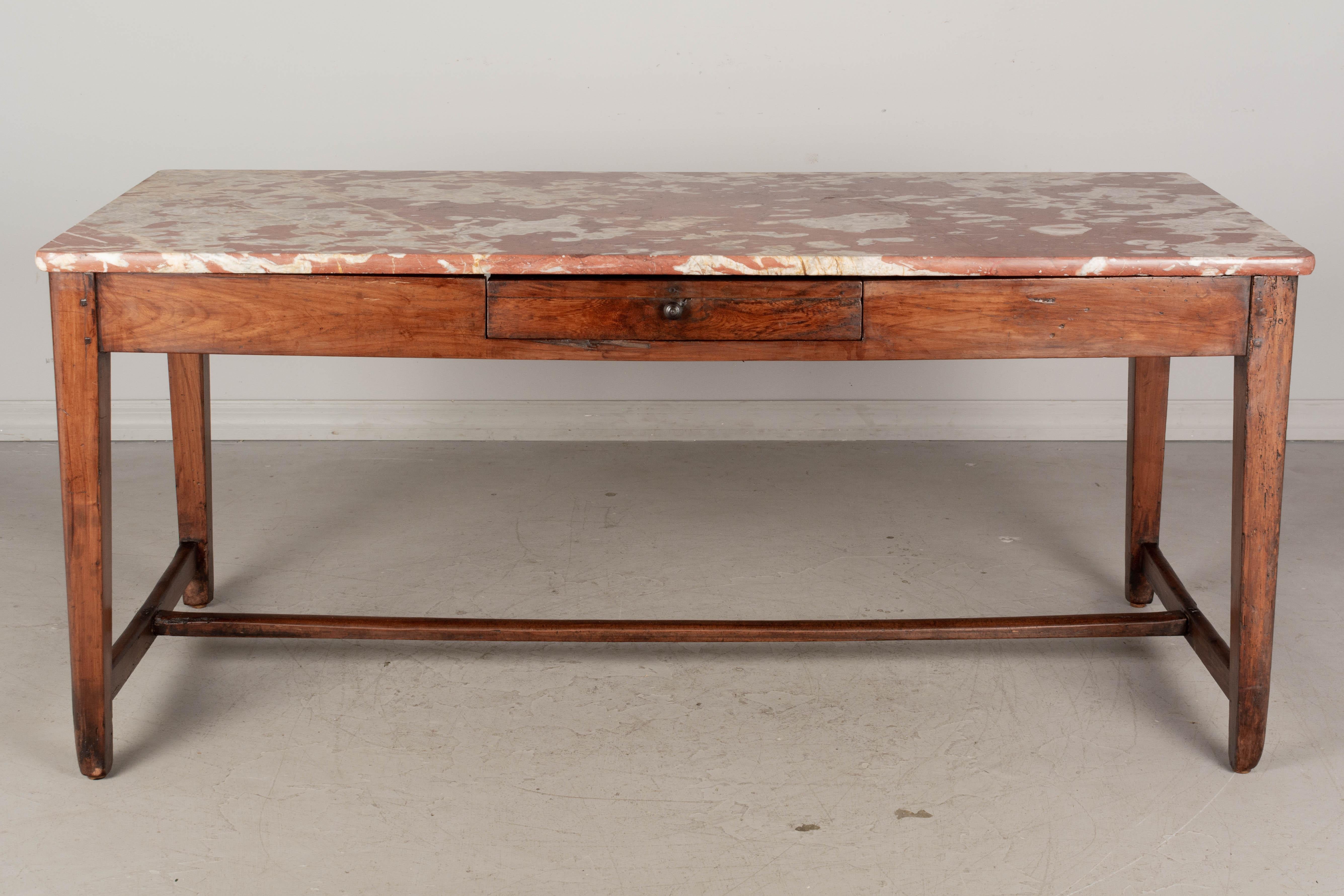 19th Century Country French Center Table with Marble Top In Good Condition For Sale In Winter Park, FL