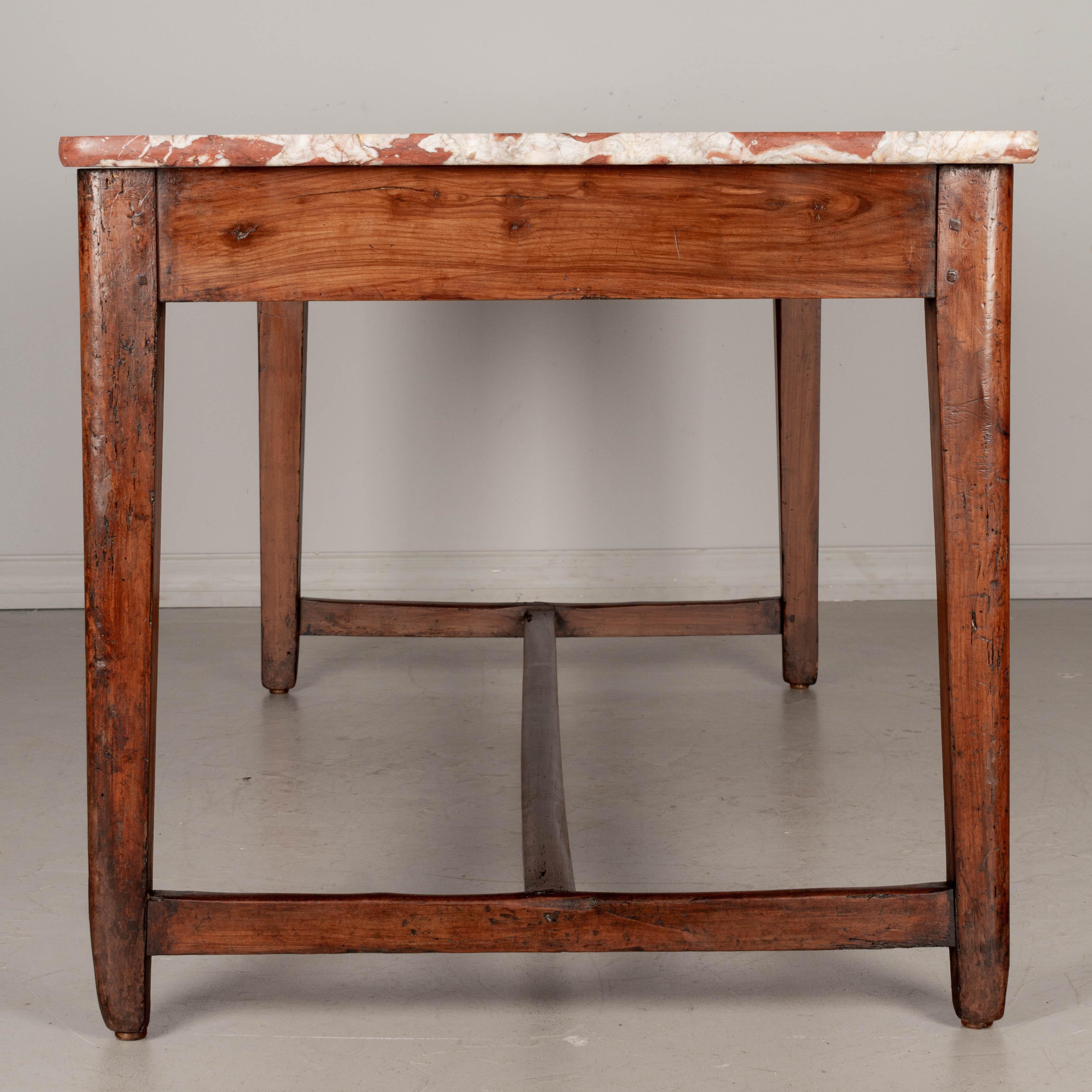 19th Century Country French Center Table with Marble Top For Sale 1