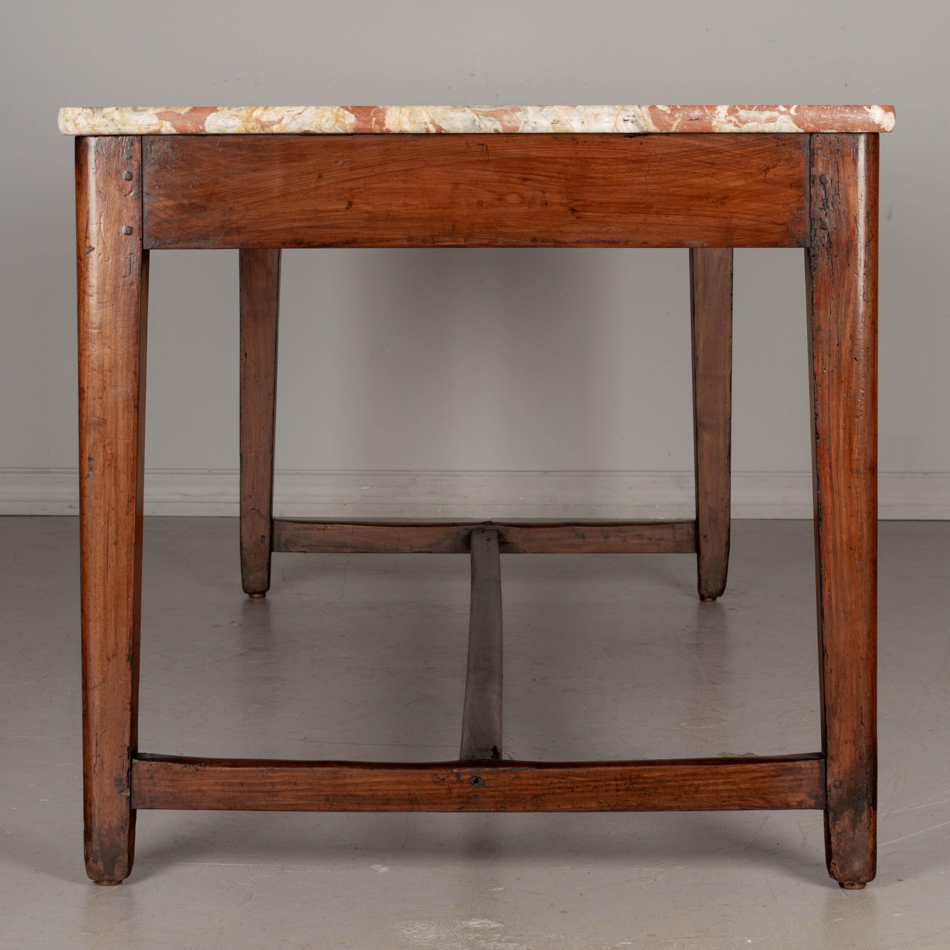 19th Century Country French Center Table with Marble Top For Sale 2