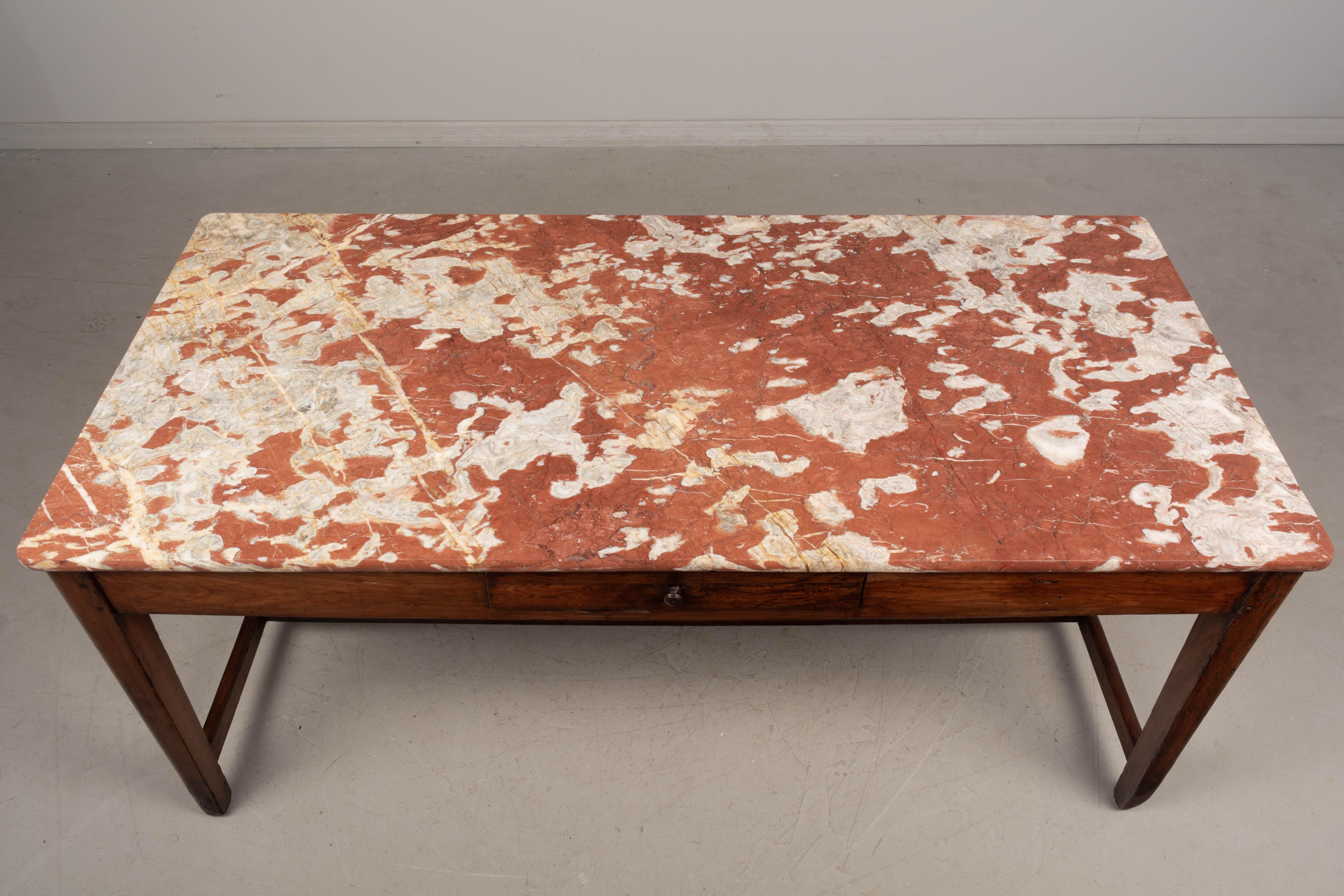19th Century Country French Center Table with Marble Top For Sale 3