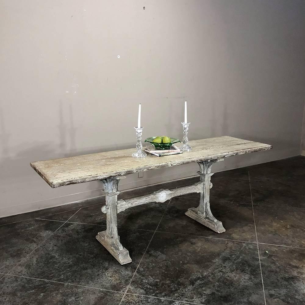 19th Century Country French Cerused Trestle Table 5