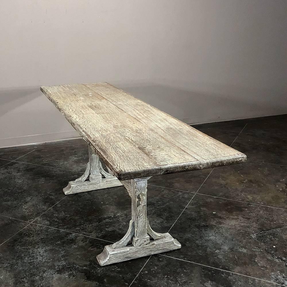 Louis XIII 19th Century Country French Cerused Trestle Table