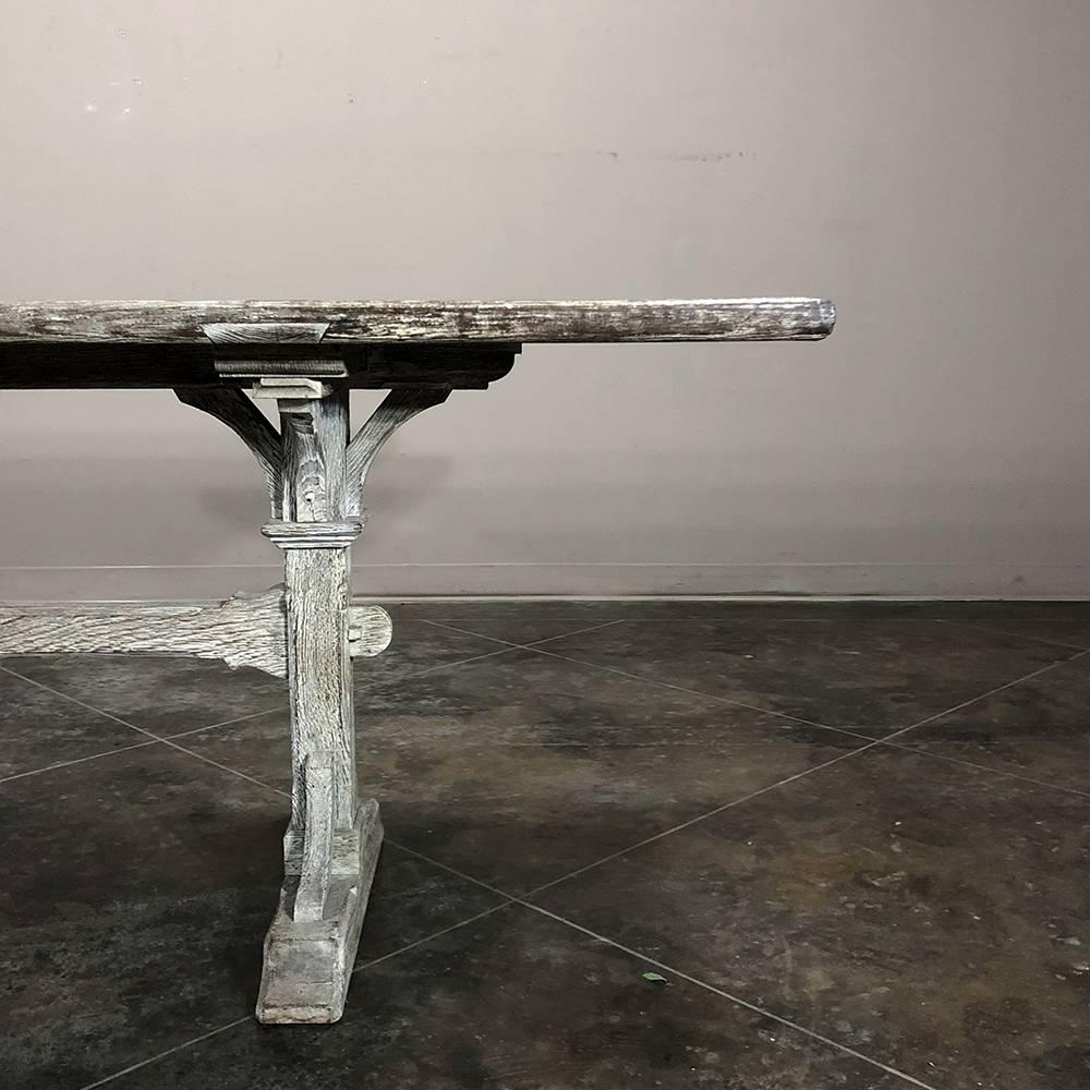 Oak 19th Century Country French Cerused Trestle Table