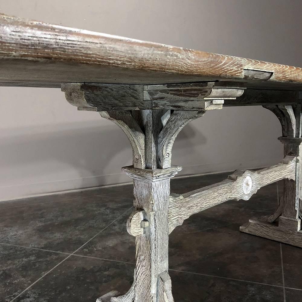 19th Century Country French Cerused Trestle Table 3