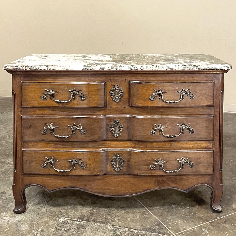 Hand-Crafted 19th Century Country French Cherrywood Marble Top Commode For Sale