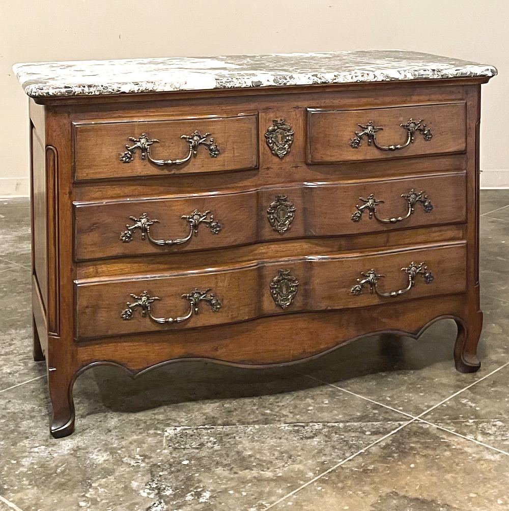 19th Century Country French Cherrywood Marble Top Commode In Good Condition For Sale In Dallas, TX