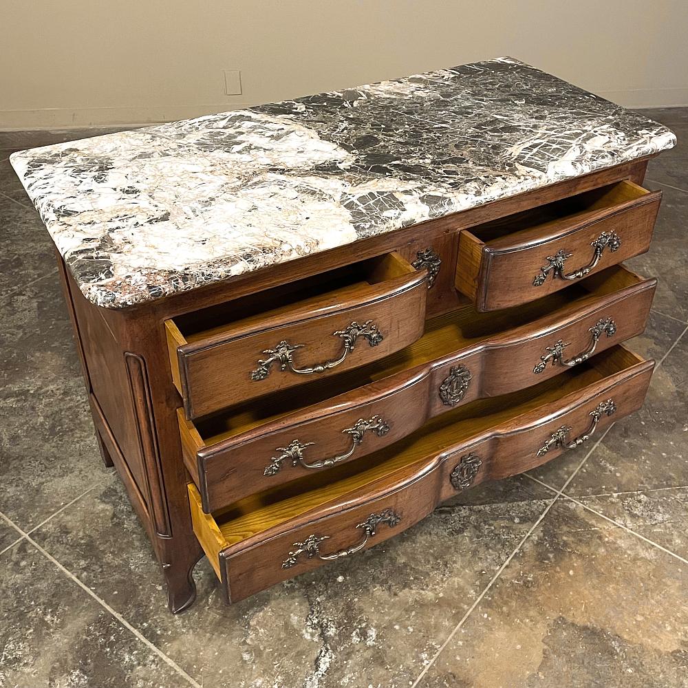 Bronze 19th Century Country French Cherrywood Marble Top Commode For Sale