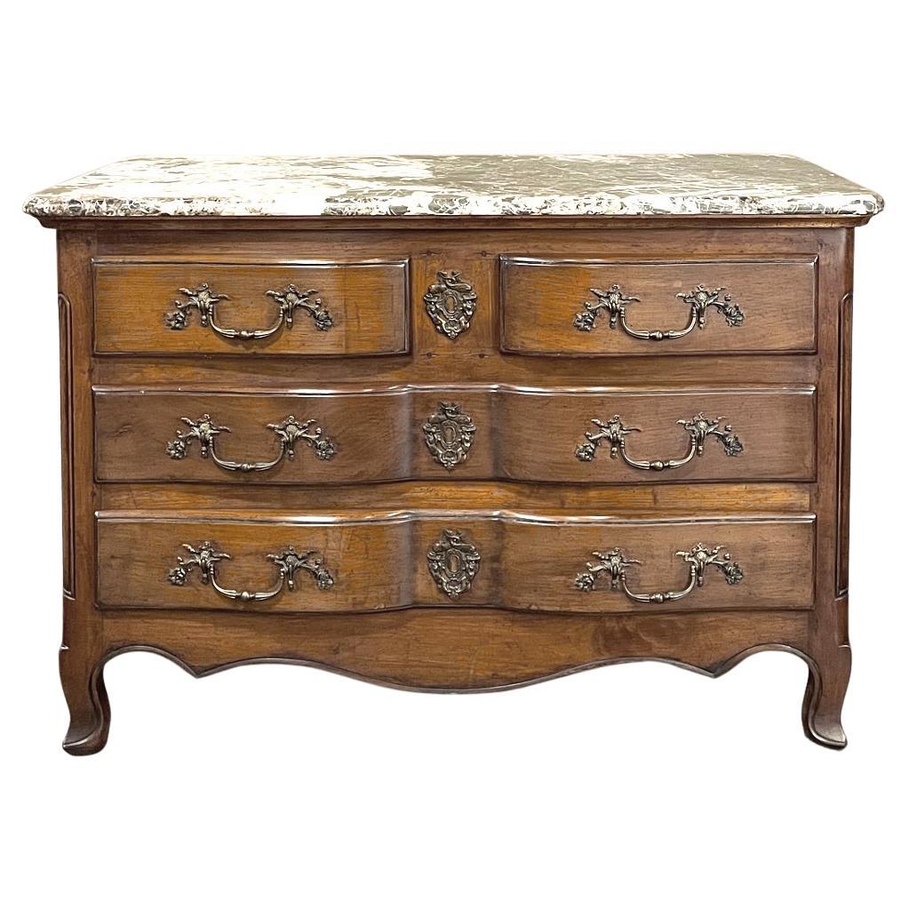 19th Century Country French Cherrywood Marble Top Commode For Sale