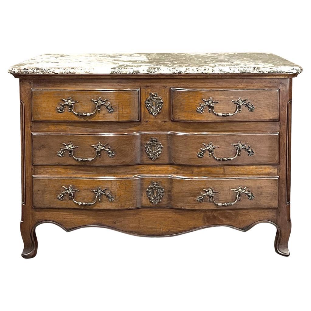 19th Century Country French Cherrywood Marble Top Commode