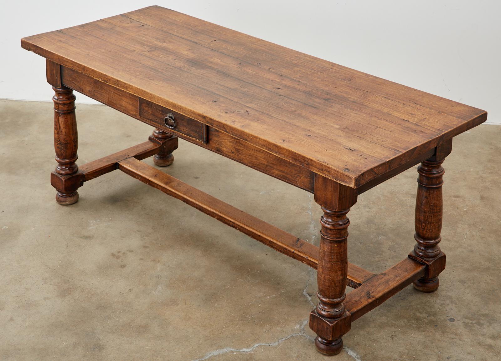 Iron 19th Century Country French Chestnut Farmhouse Dining Table