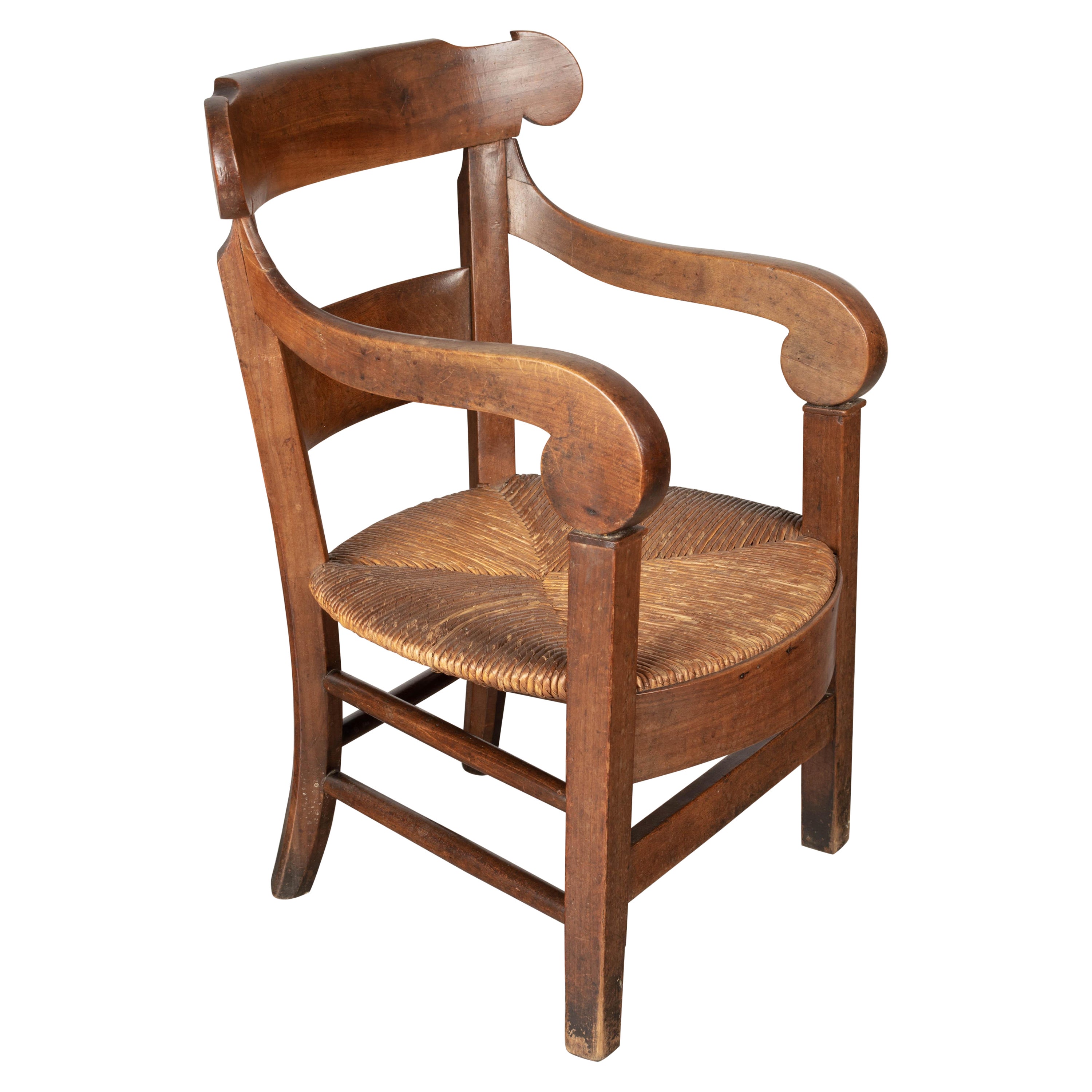 Chaise d'enfant française de campagne du 19ème siècle