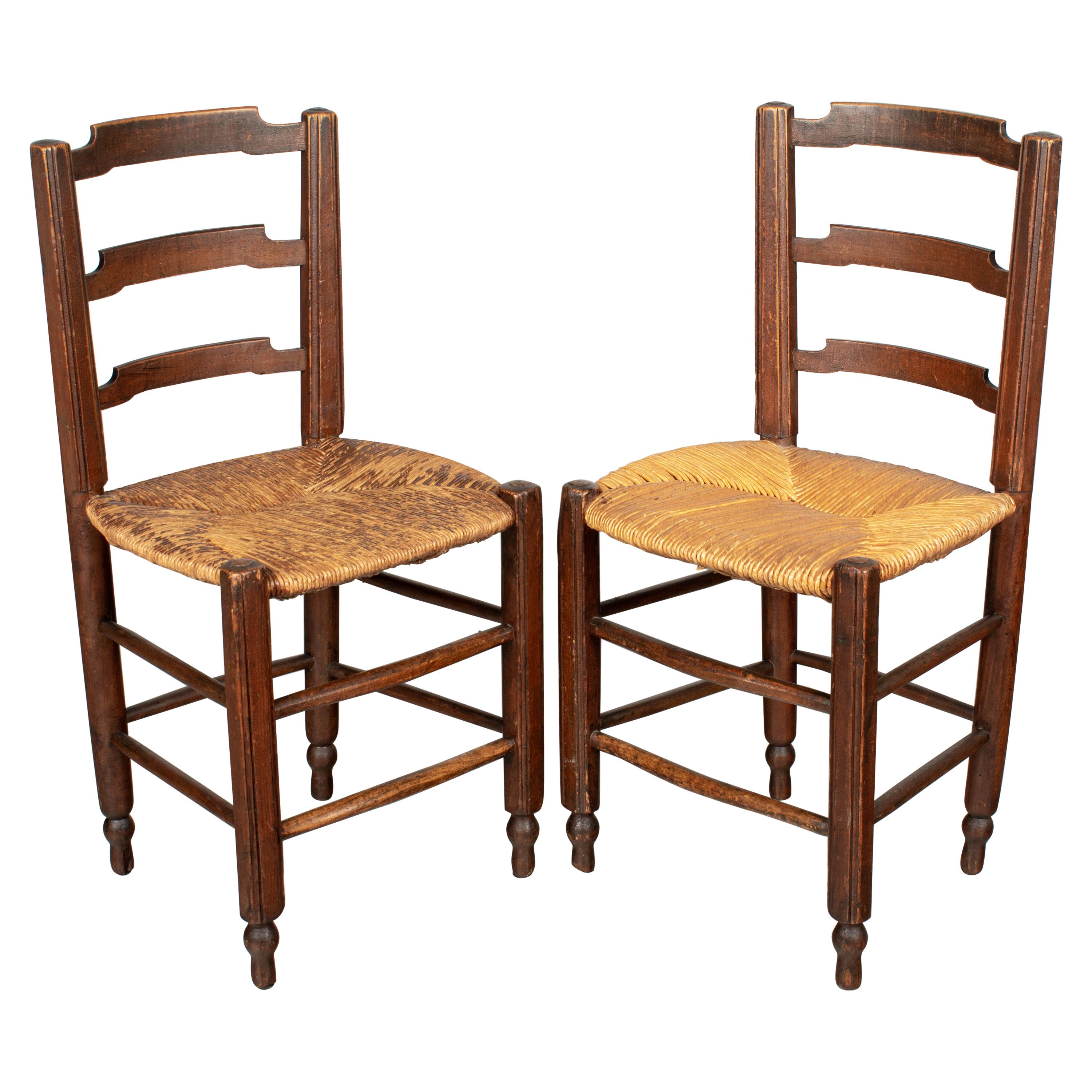 19th Century Country French Child's Chairs, a Pair