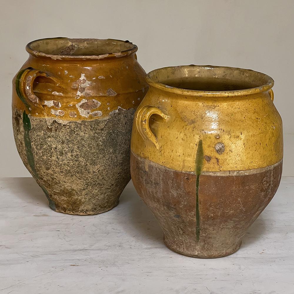 19th Century country French confit pot is a fine example of the pinnacle of evolution of the clay pot as used for foodstuff storage. The concept dates back thousands of years, and nobody knows for sure when some genius realized that by leaving the