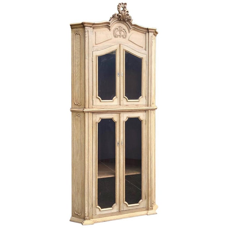 19th Century Country French Corner Bookcase, Vitrine at 1stDibs