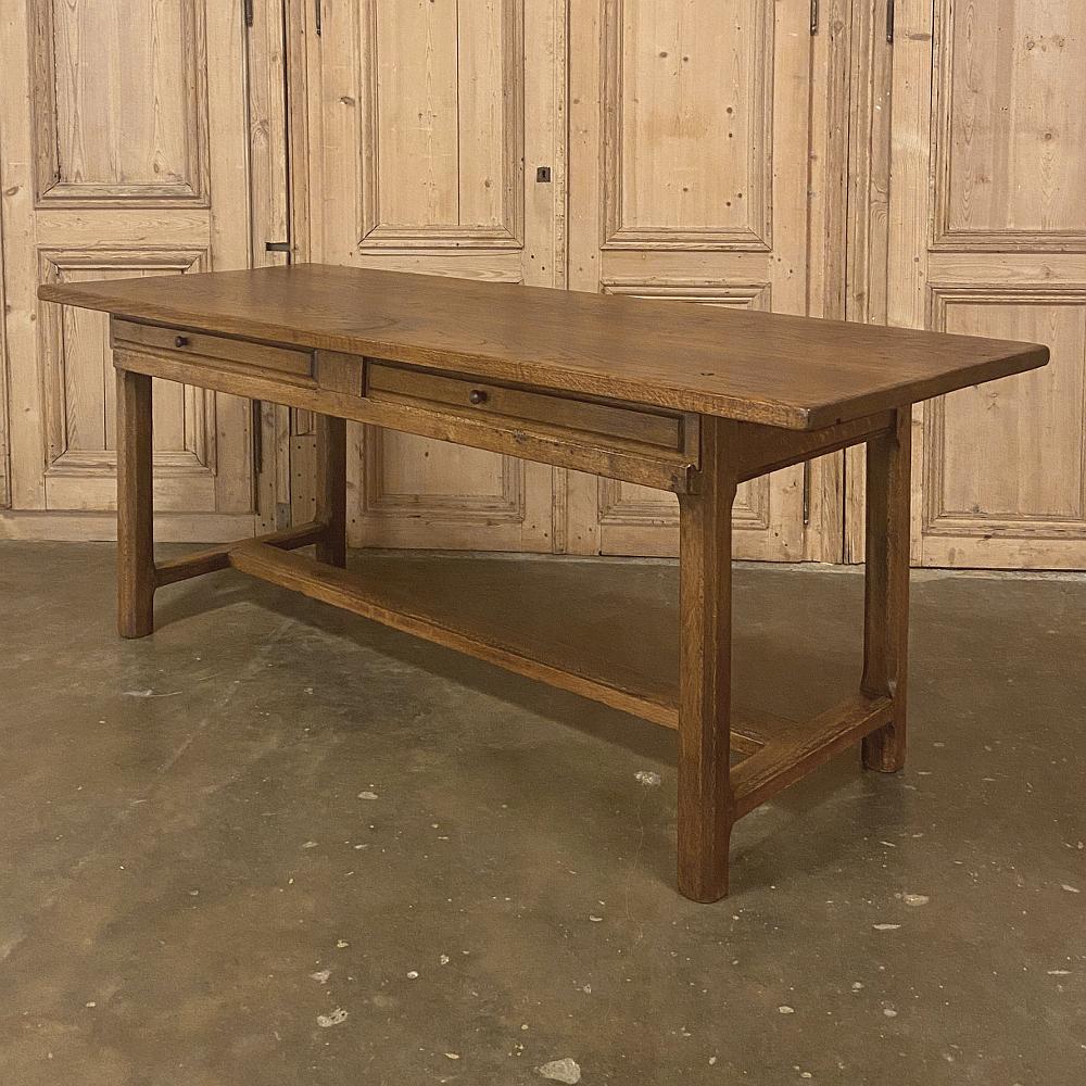 Rustic 19th Century Country French Desk, Farm Table with Sliding Drawers