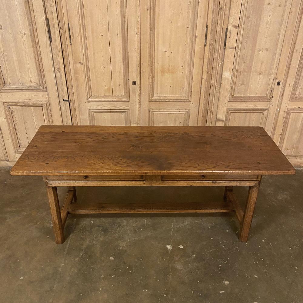 19th Century Country French Desk, Farm Table with Sliding Drawers In Good Condition In Dallas, TX