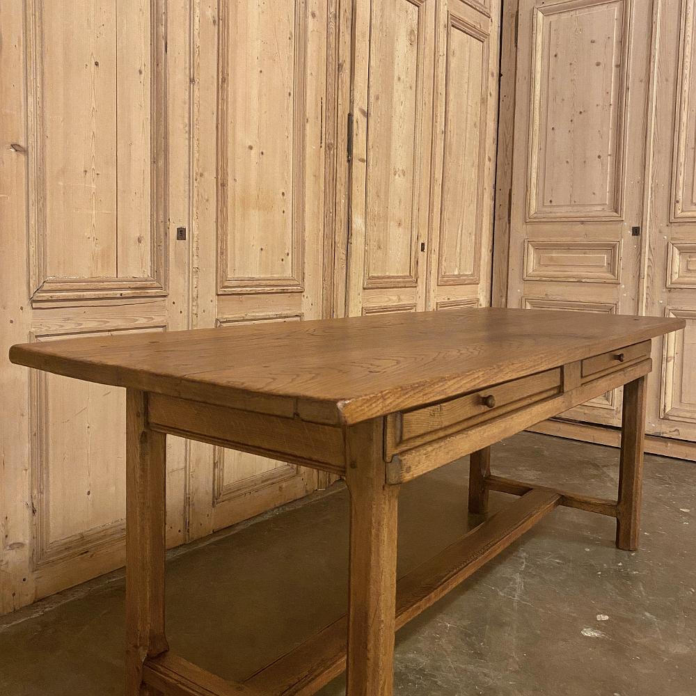 19th Century Country French Desk, Farm Table with Sliding Drawers 1