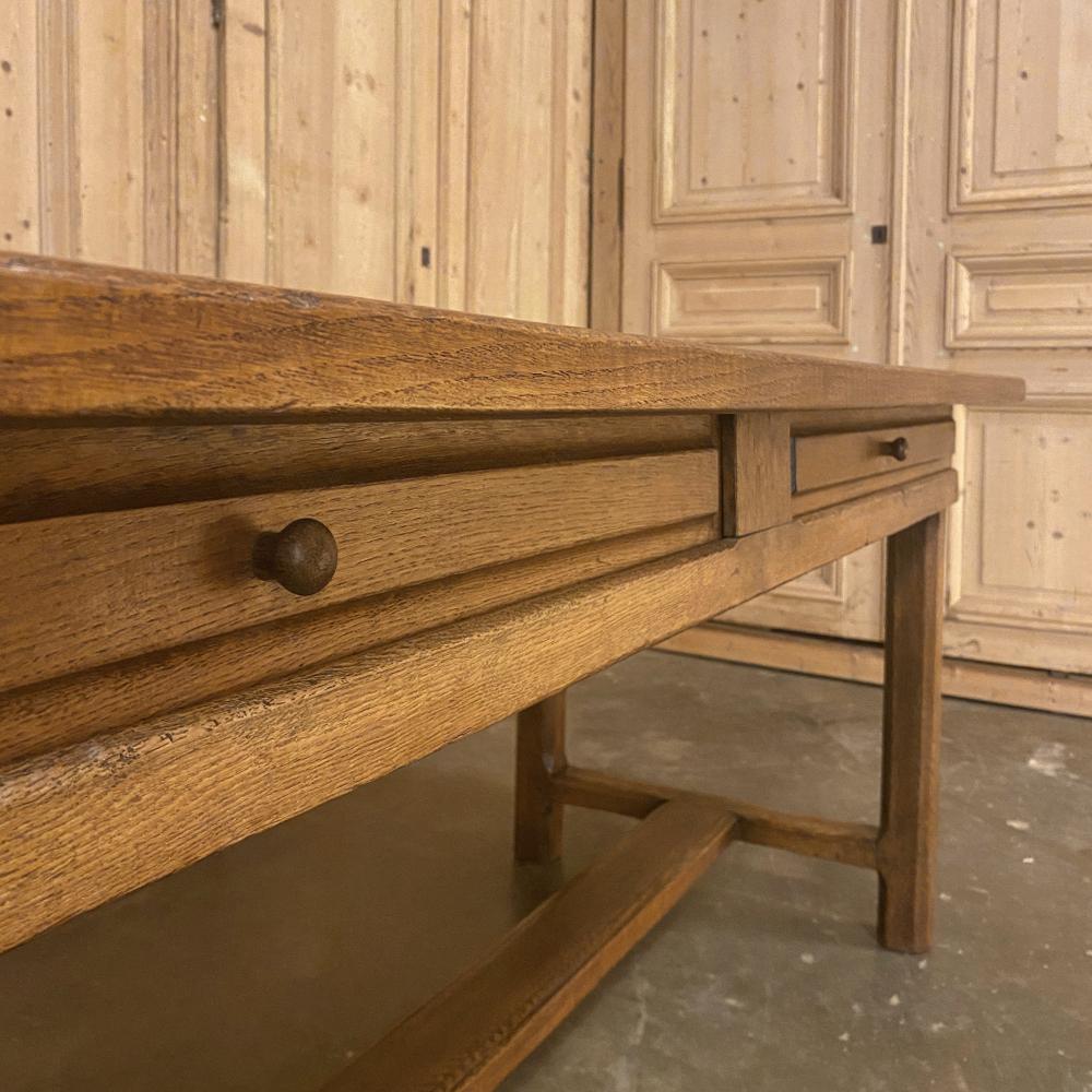 19th Century Country French Desk, Farm Table with Sliding Drawers 3