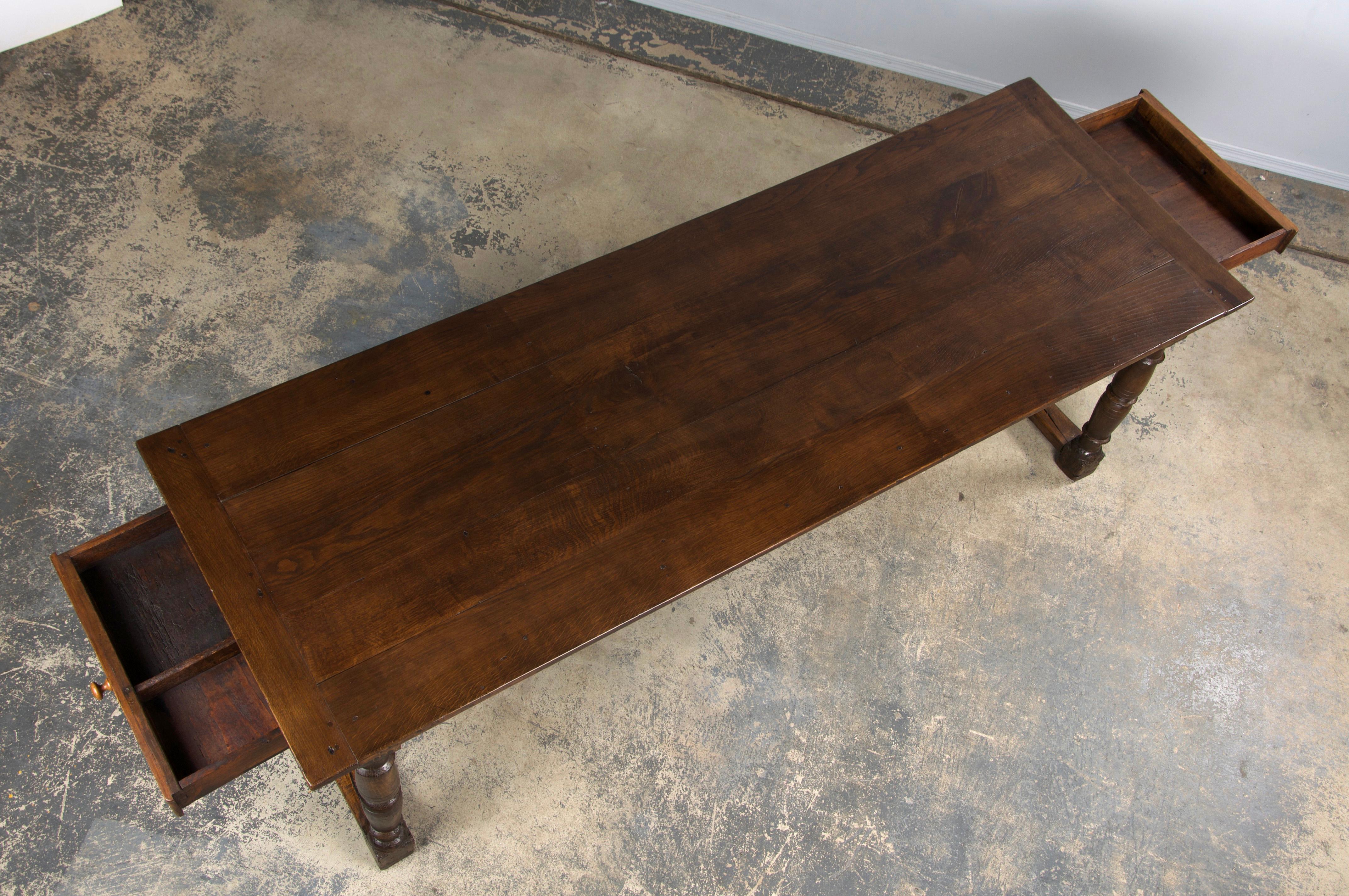 19th Century Country French Farmhouse Oak Trestle Dining Table 7