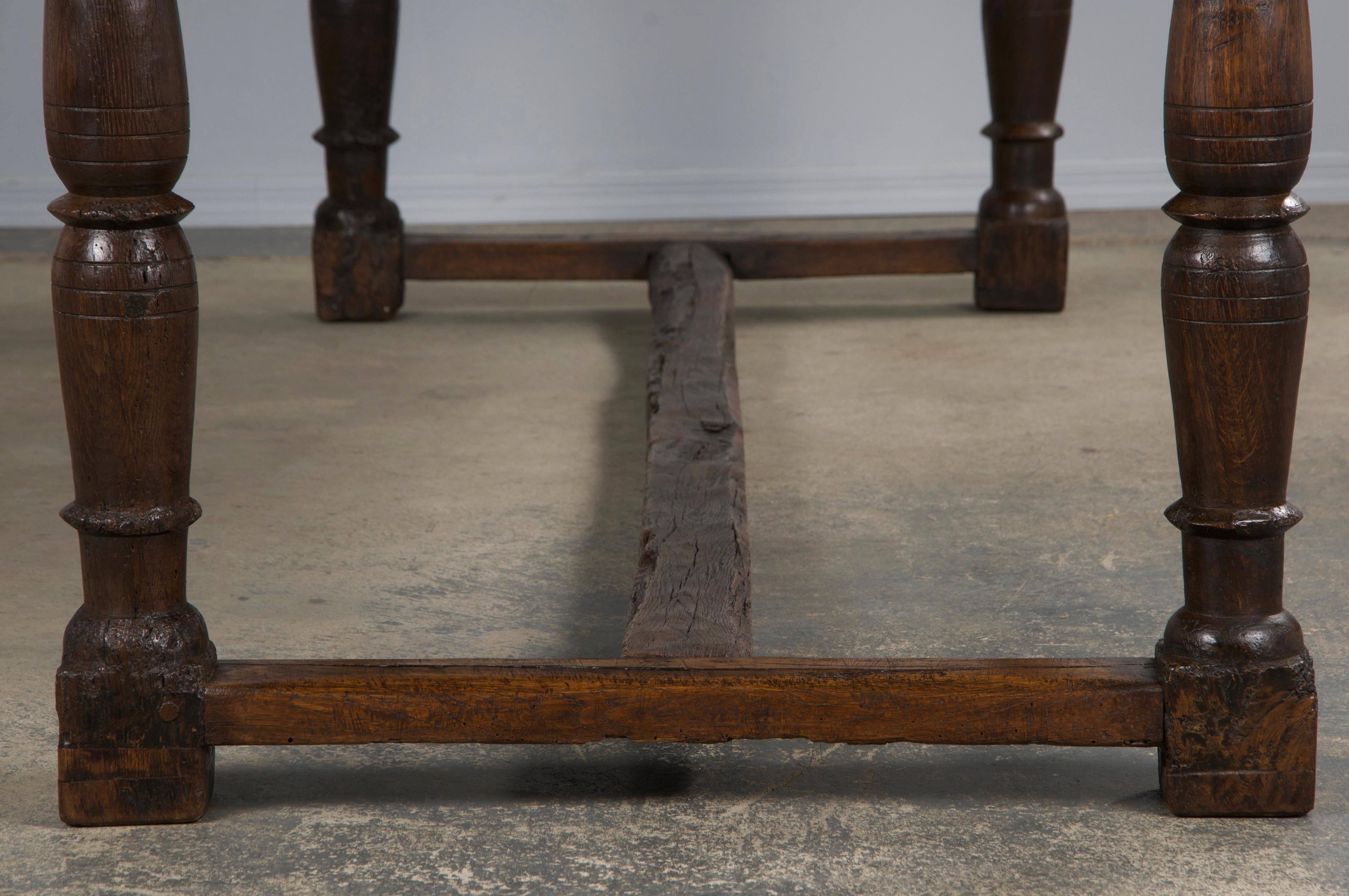 19th Century Country French Farmhouse Oak Trestle Dining Table 11