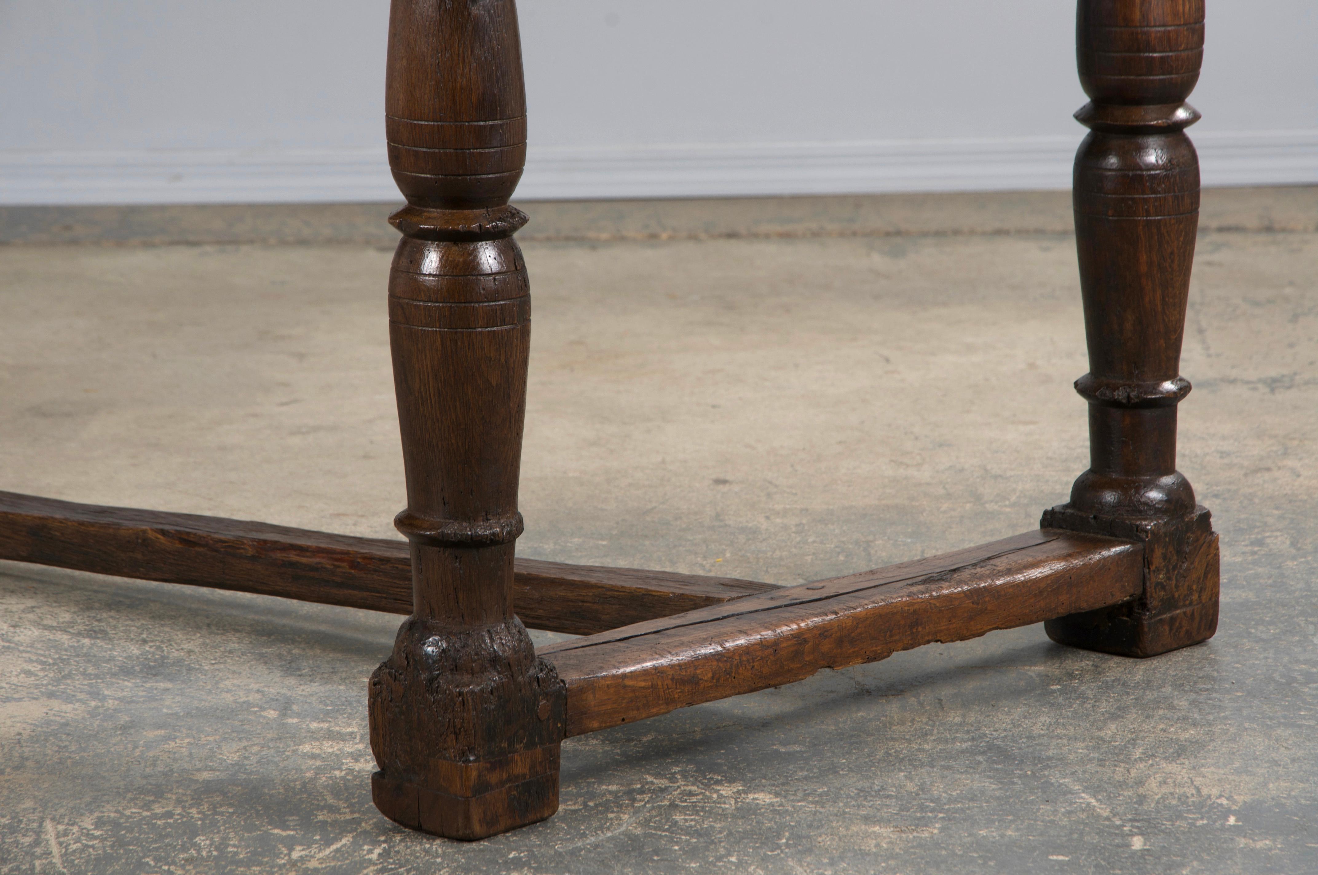 French Provincial 19th Century Country French Farmhouse Oak Trestle Dining Table