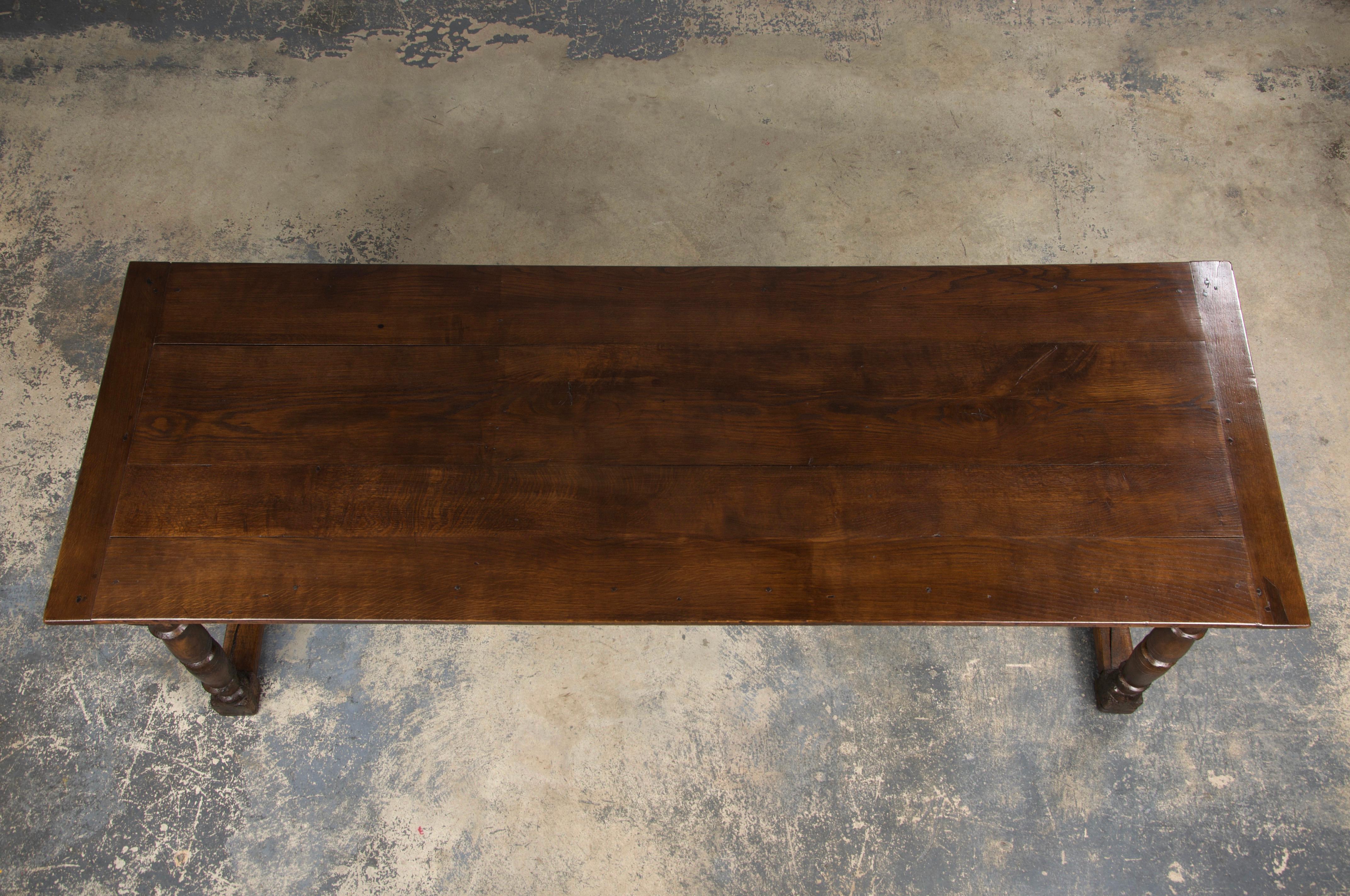 19th Century Country French Farmhouse Oak Trestle Dining Table In Good Condition In Astoria, NY