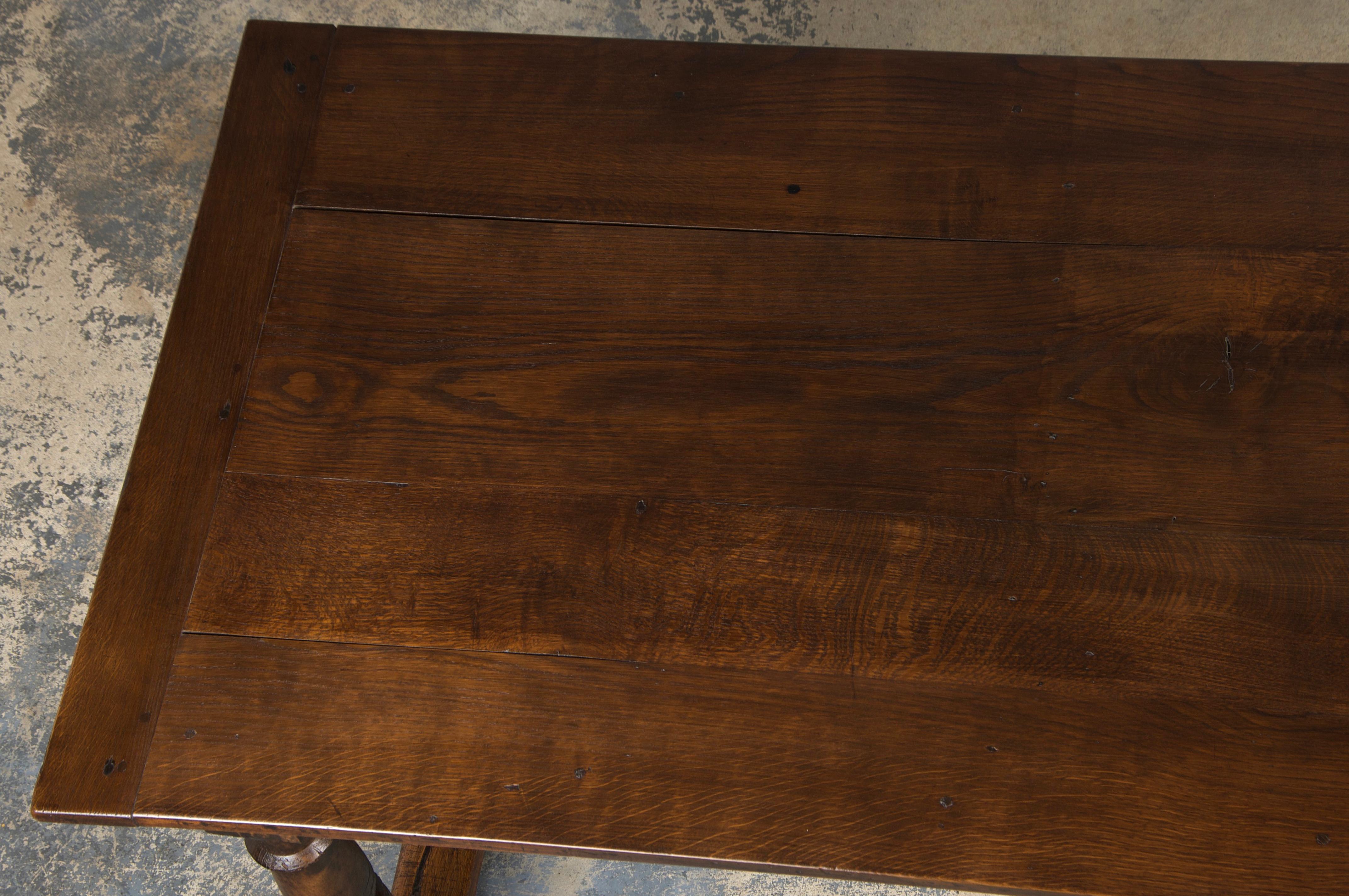 19th Century Country French Farmhouse Oak Trestle Dining Table 1