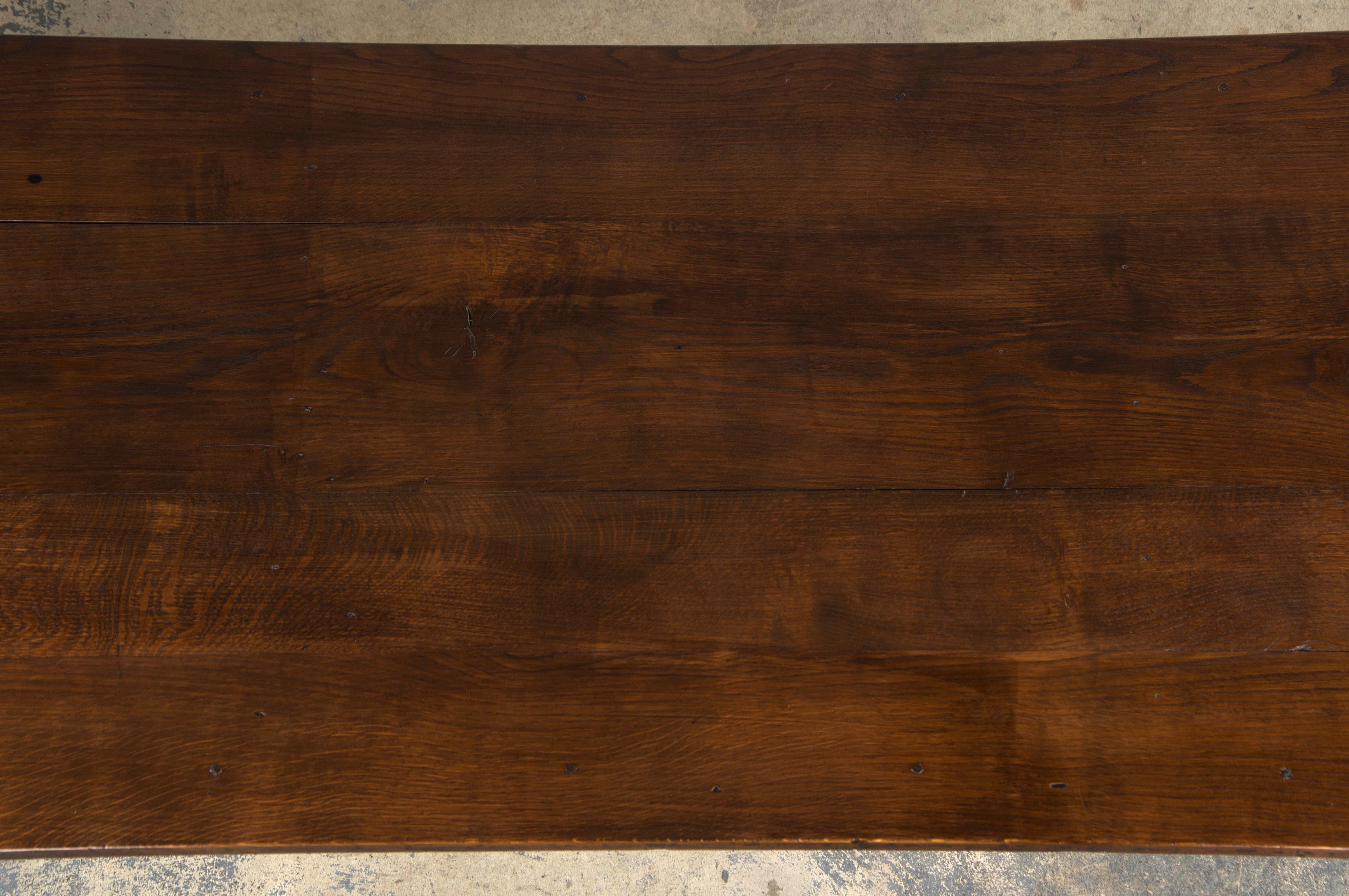 19th Century Country French Farmhouse Oak Trestle Dining Table 2