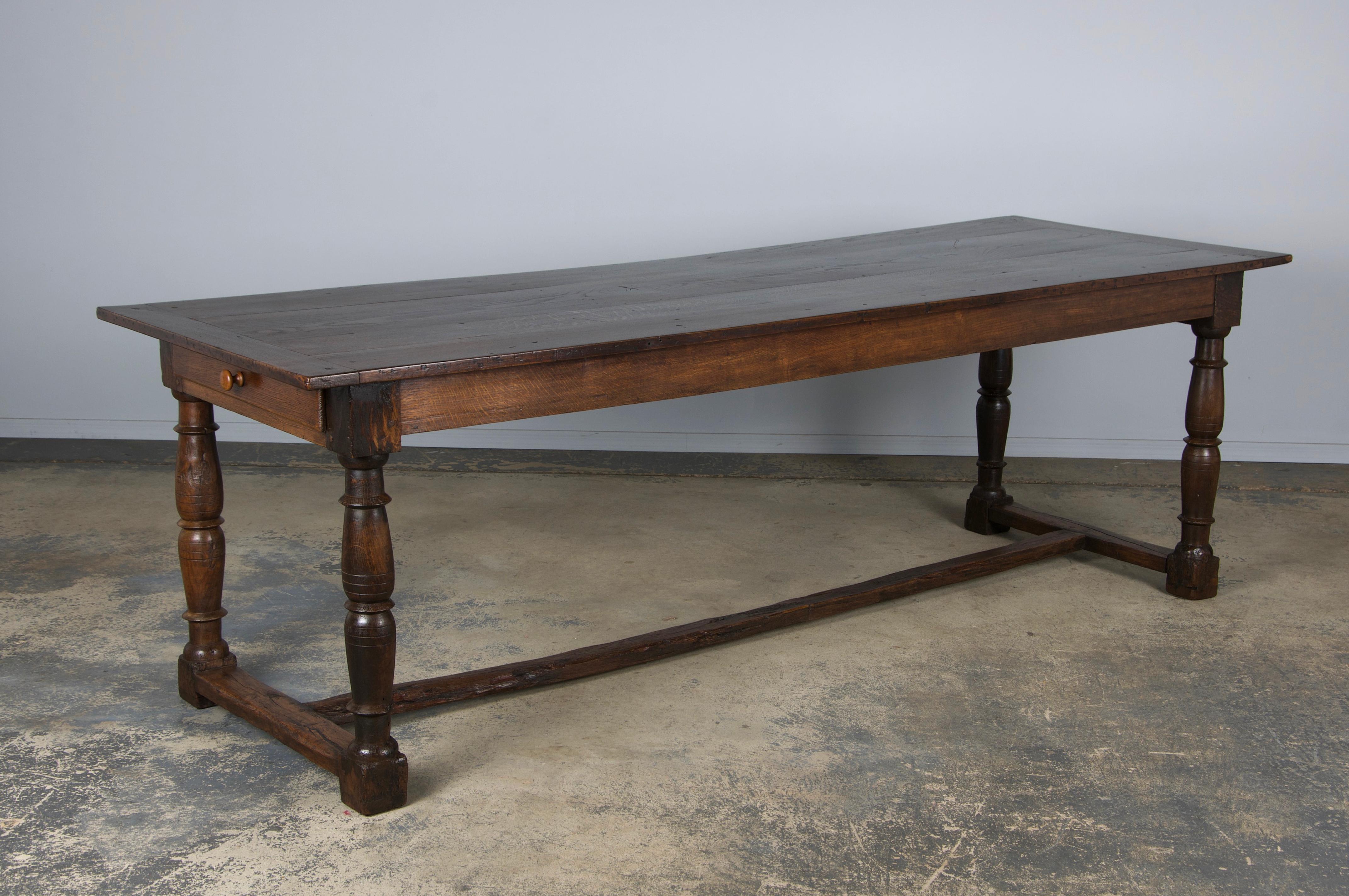 19th Century Country French Farmhouse Oak Trestle Dining Table 4
